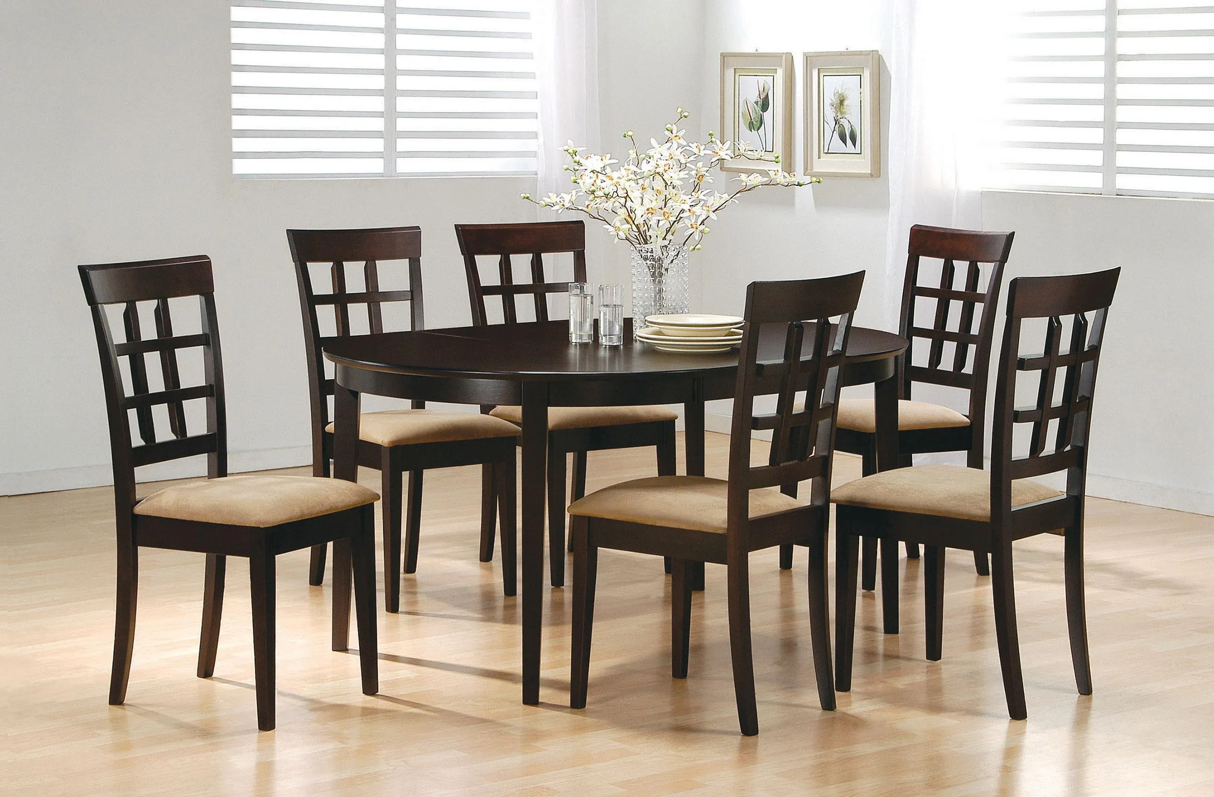 Gabriel Cappuccino 7-Piece Dining Set with Extension Leaff