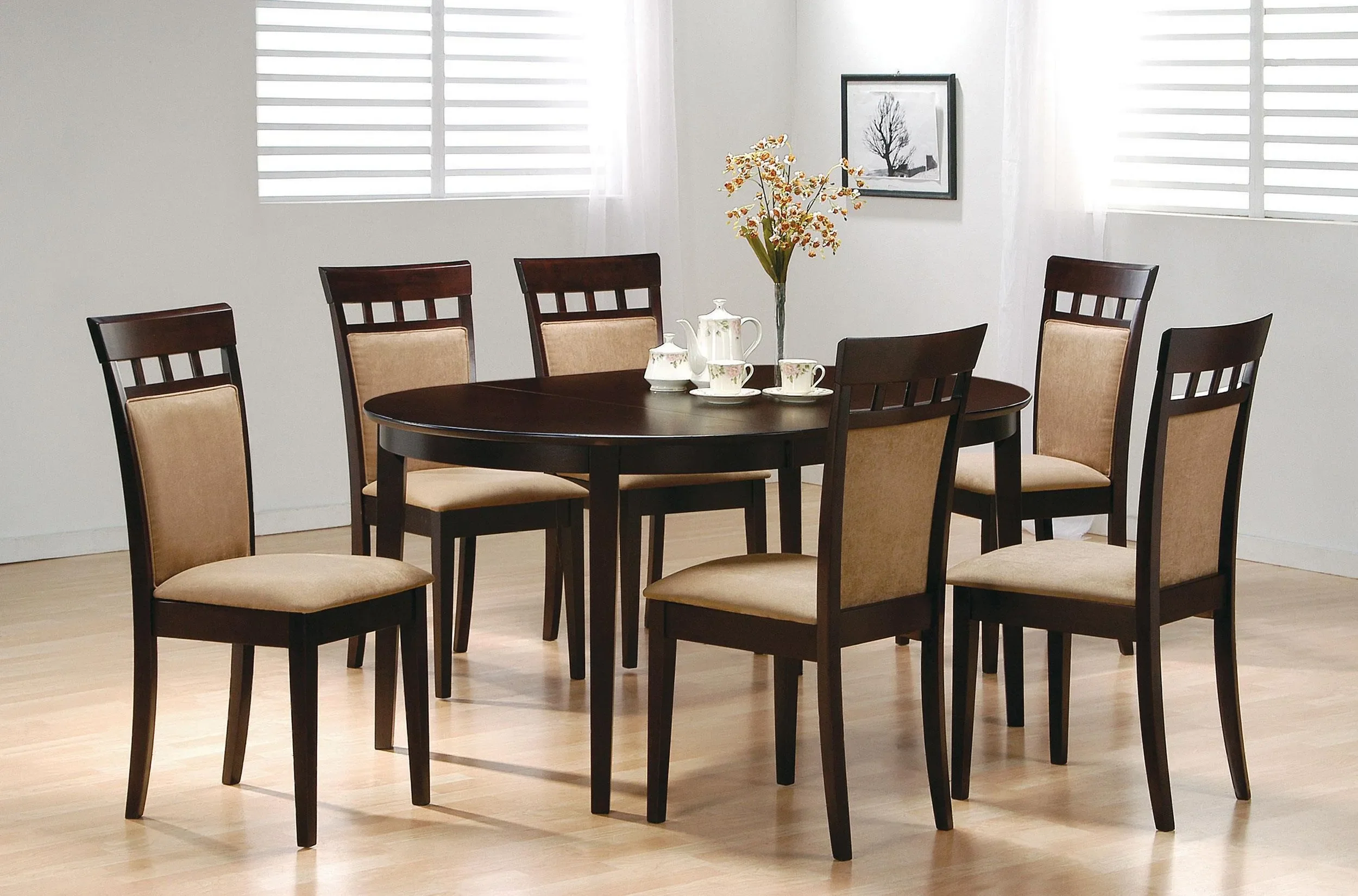 Gabriel Cappuccino 7-Piece Extension Leaf Dining Table Set