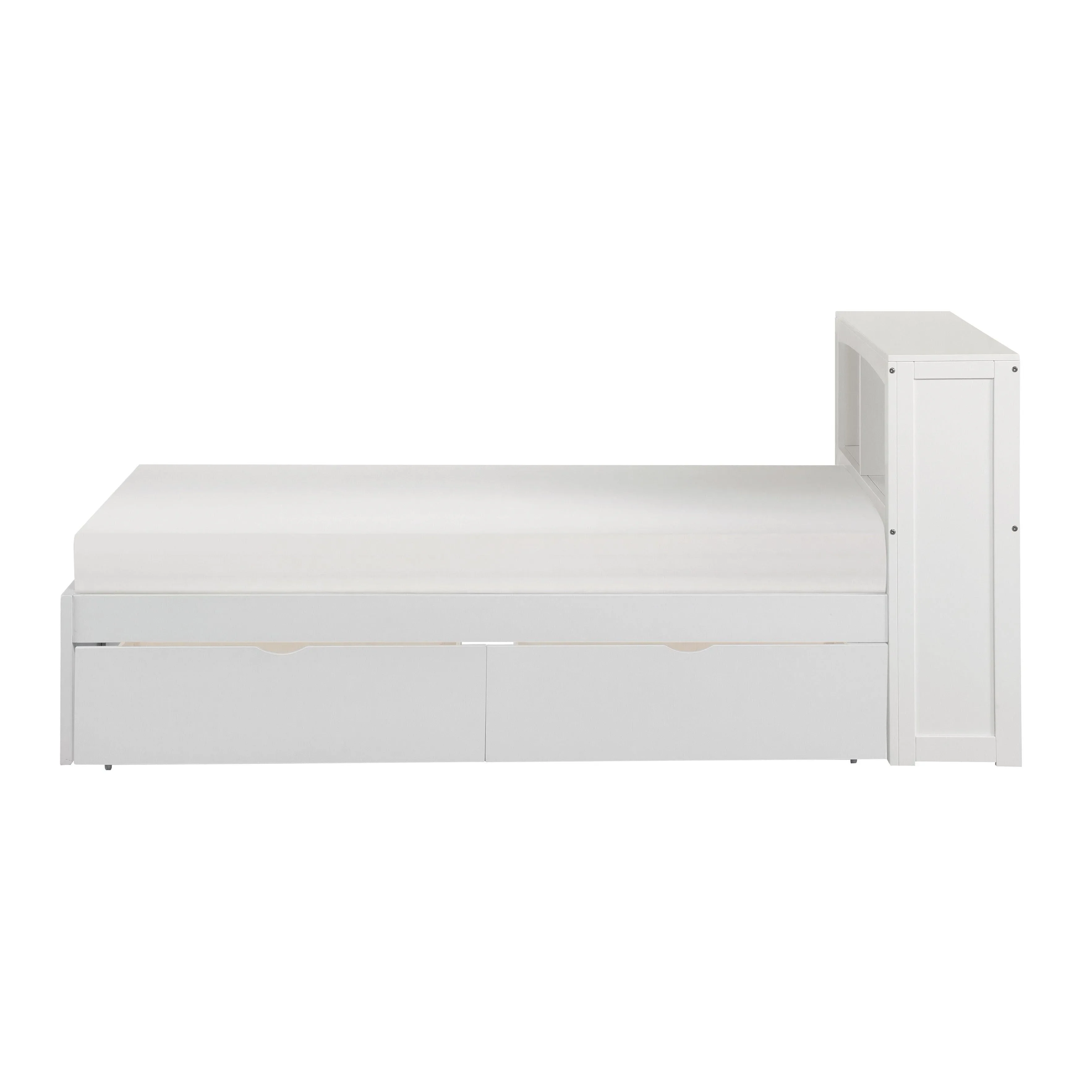 Galen White Twin Bookcase Bed with Storage Boxes - Image 4