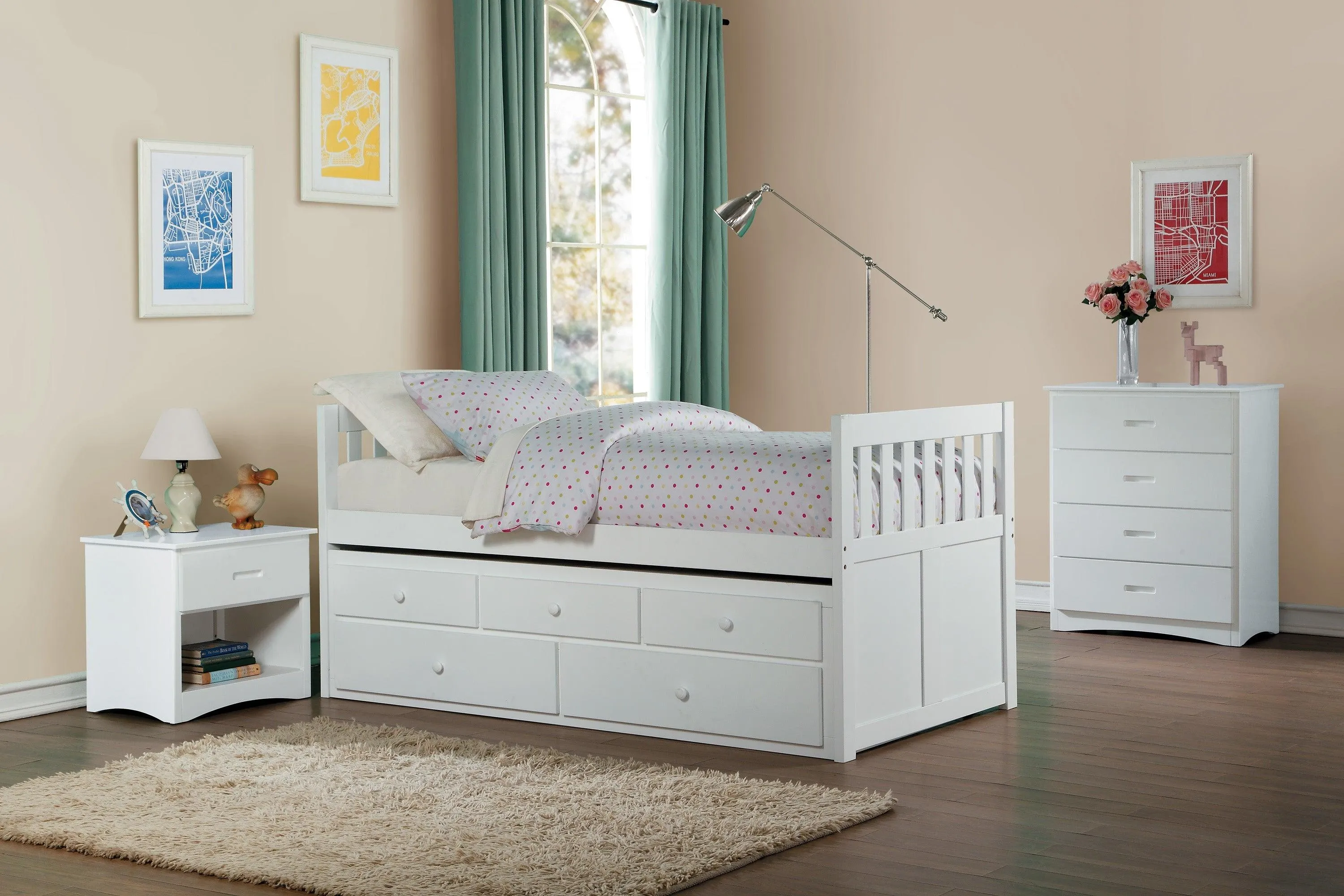 Galen White Twin Captains Trundle Bed - Image 2