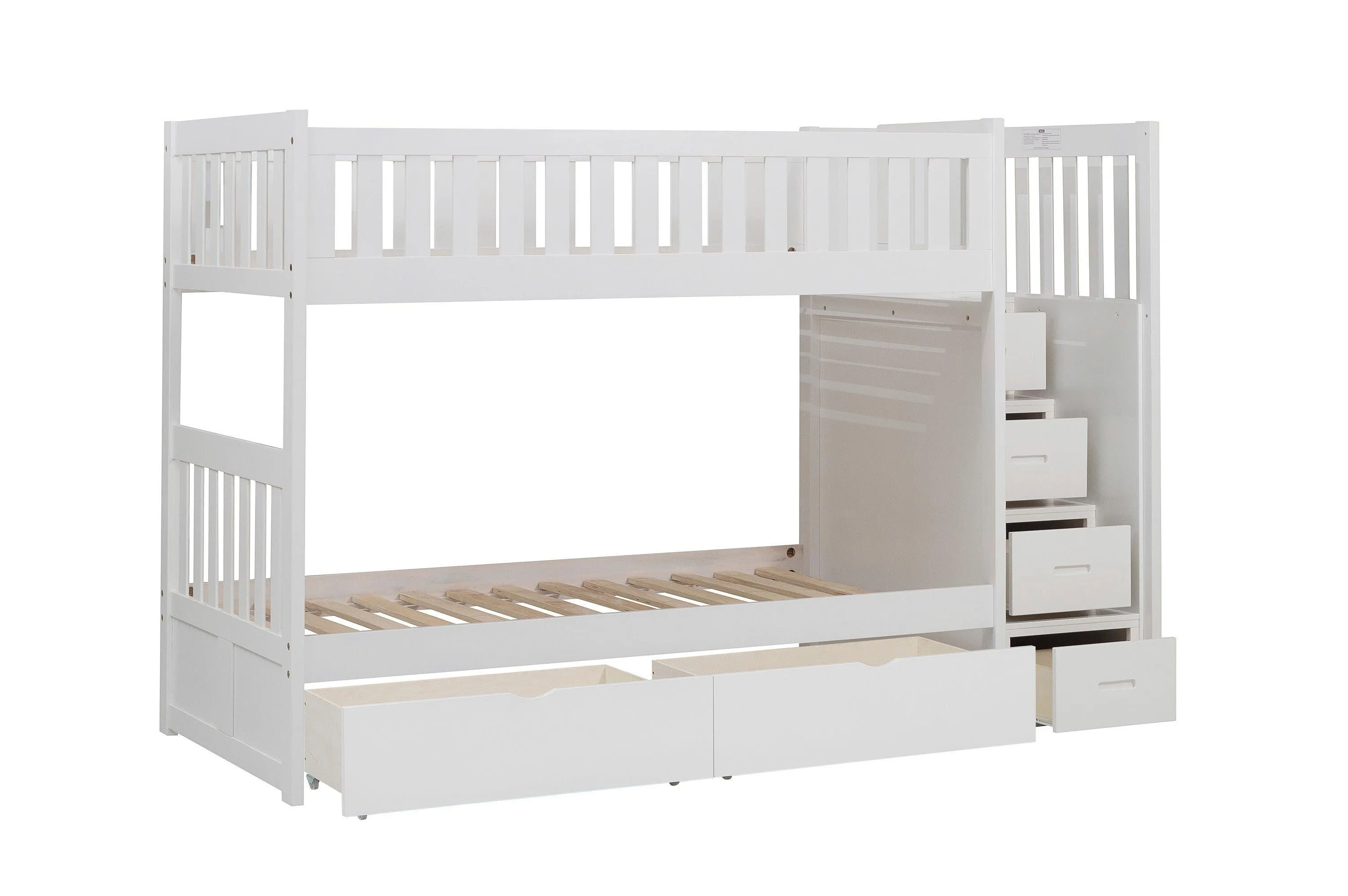 Galen White Twin/Twin Step Bunk Bed with Storage Boxes - Image 2