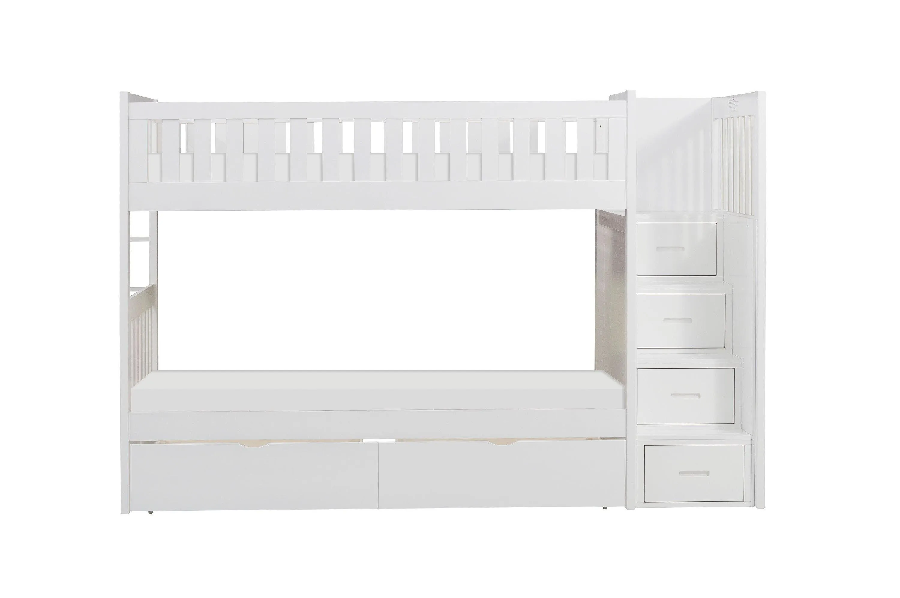 Galen White Twin/Twin Step Bunk Bed with Storage Boxes - Image 3