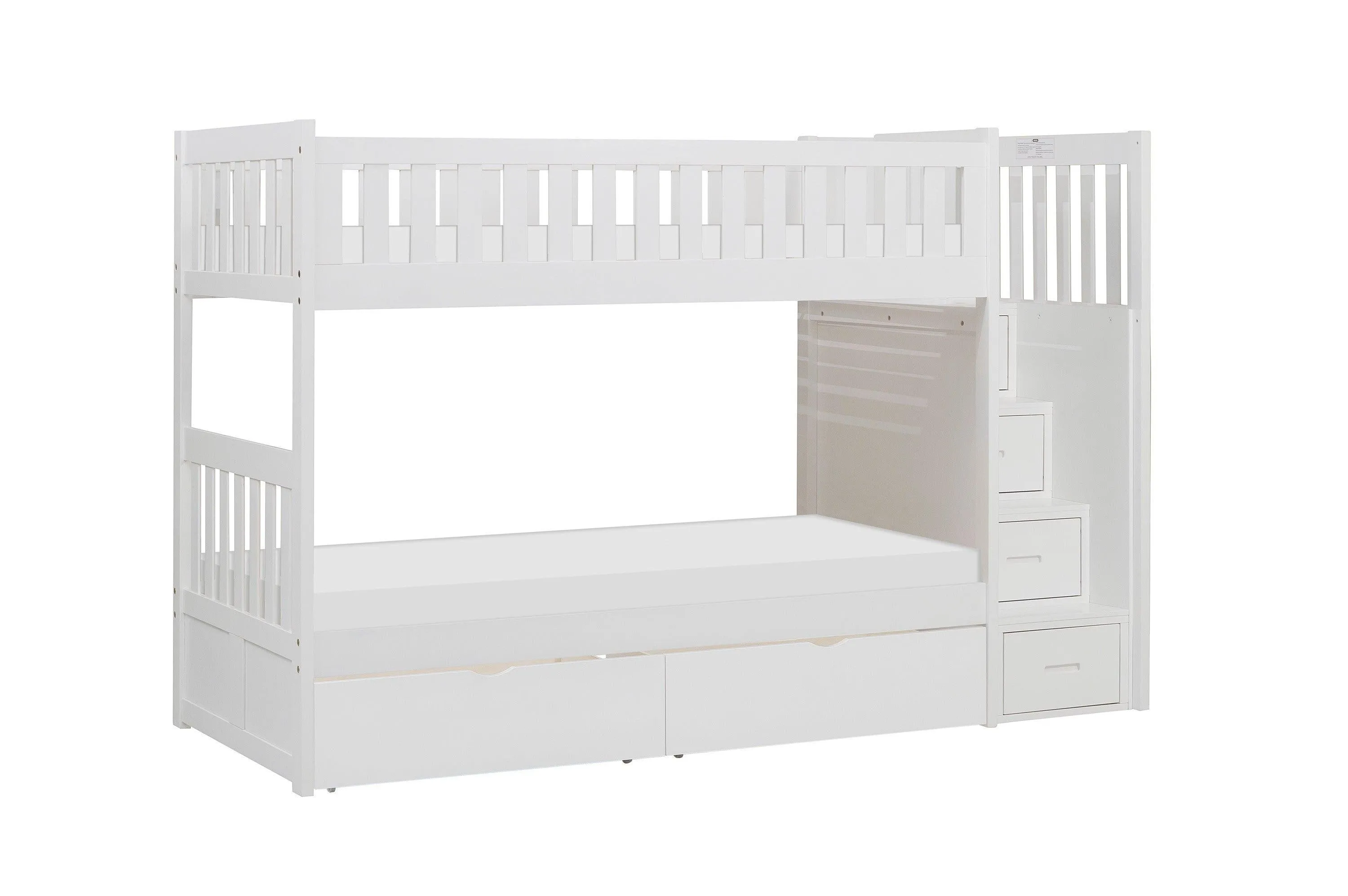 Galen White Twin/Twin Step Bunk Bed with Storage Boxes - Image 4