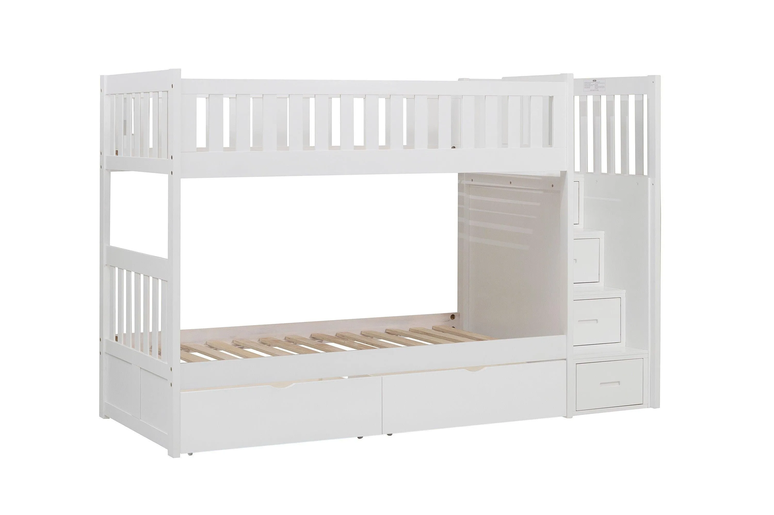 Galen White Twin/Twin Step Bunk Bed with Storage Boxes - Image 6
