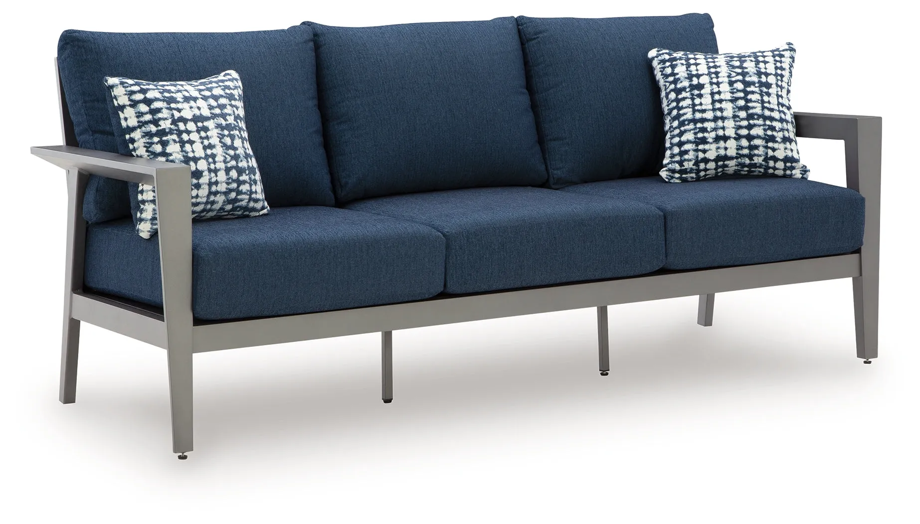 Gali Gray/Blue Outdoor Sofa/Chairs/Table Set (Set of 4) - Image 5