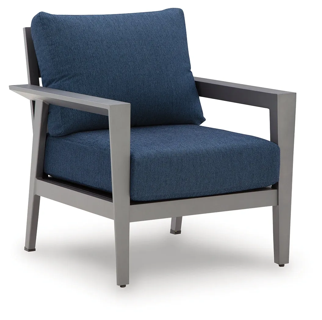 Gali Gray/Blue Outdoor Sofa/Chairs/Table Set (Set of 4) - Image 7