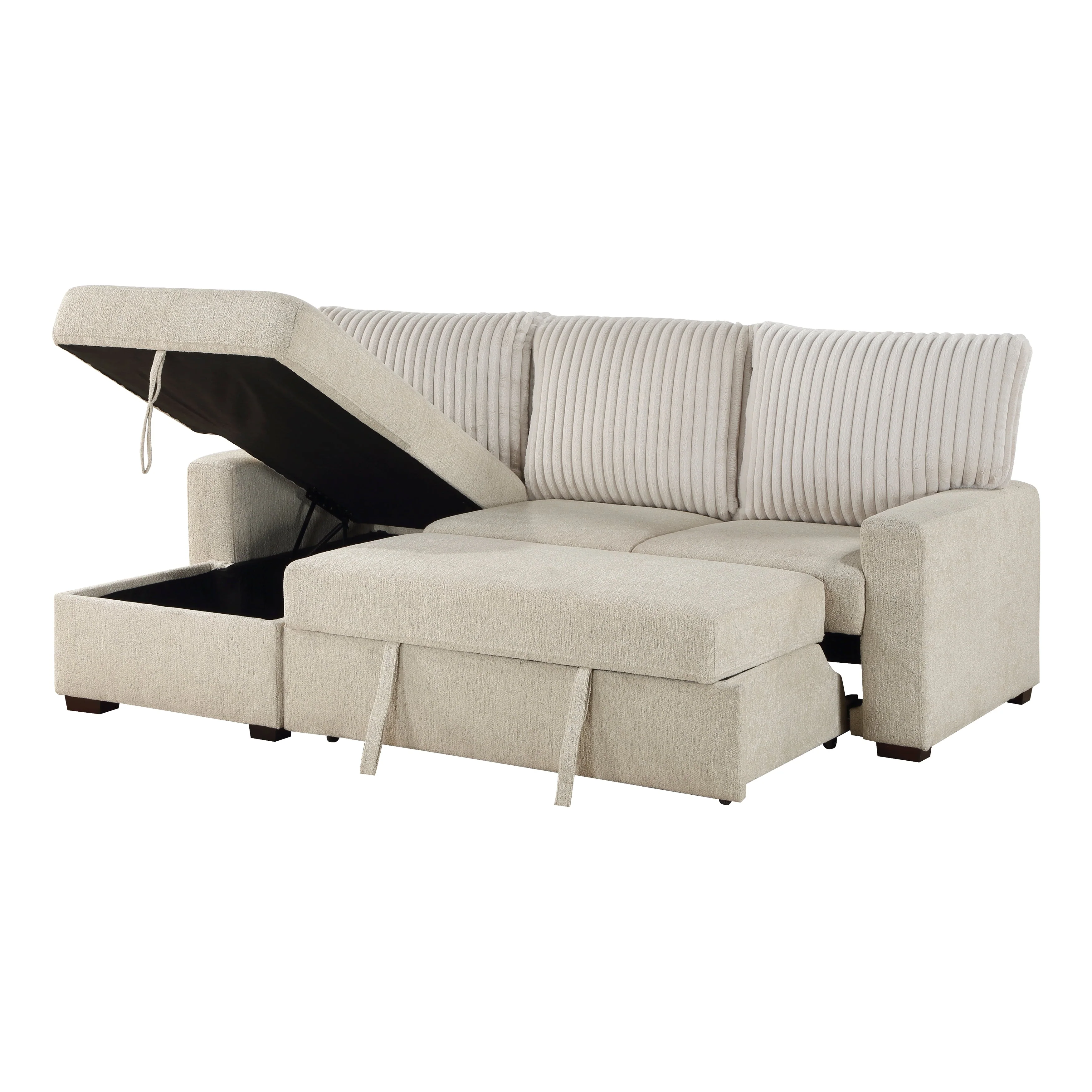 Gallatin Beige 2-Piece Sectional with Left Chaise, Pull-out Bed and Hidden Storage - Image 12