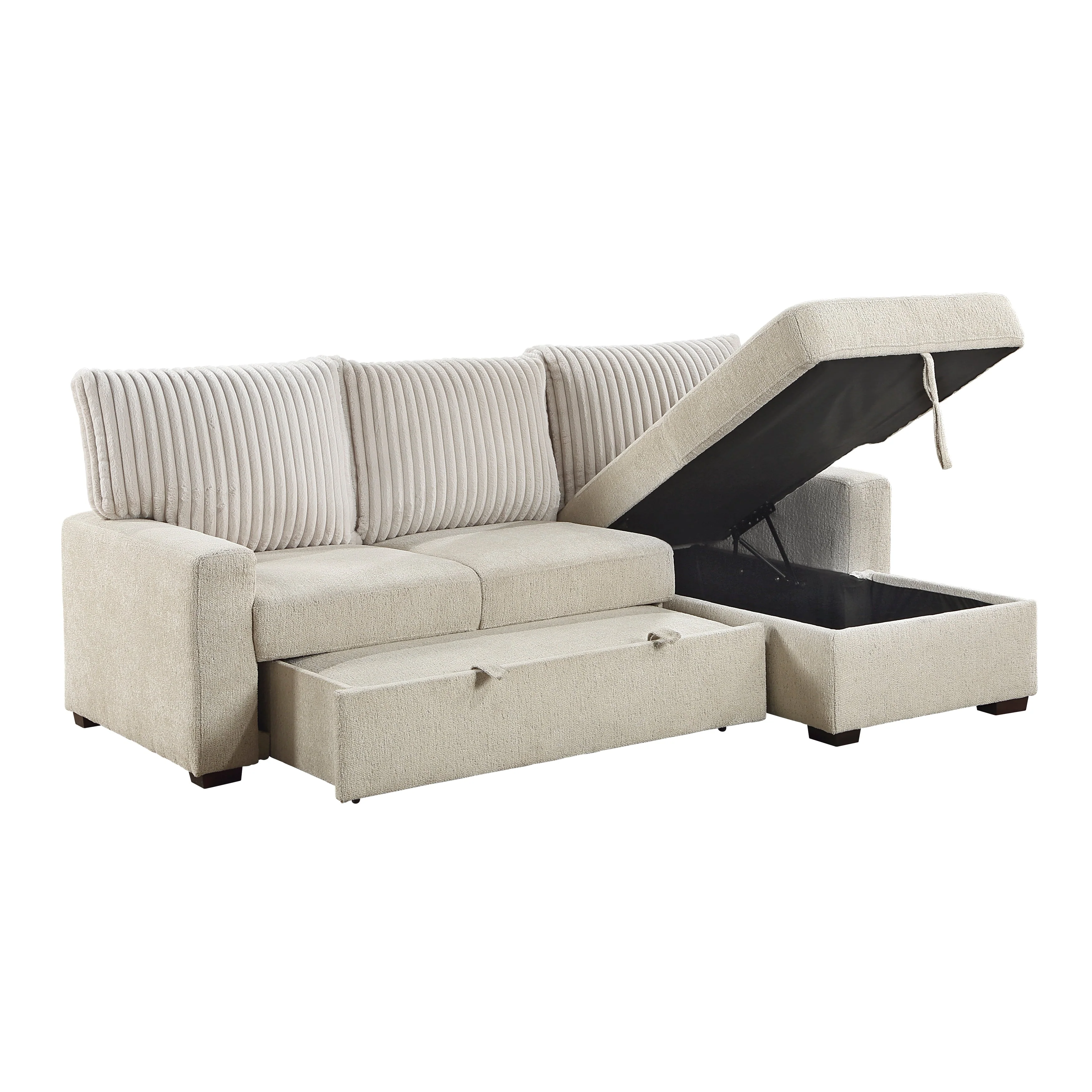 Gallatin Beige 2-Piece Sectional with Right Chaise, Pull-out Bed and Hidden Storage - Image 11