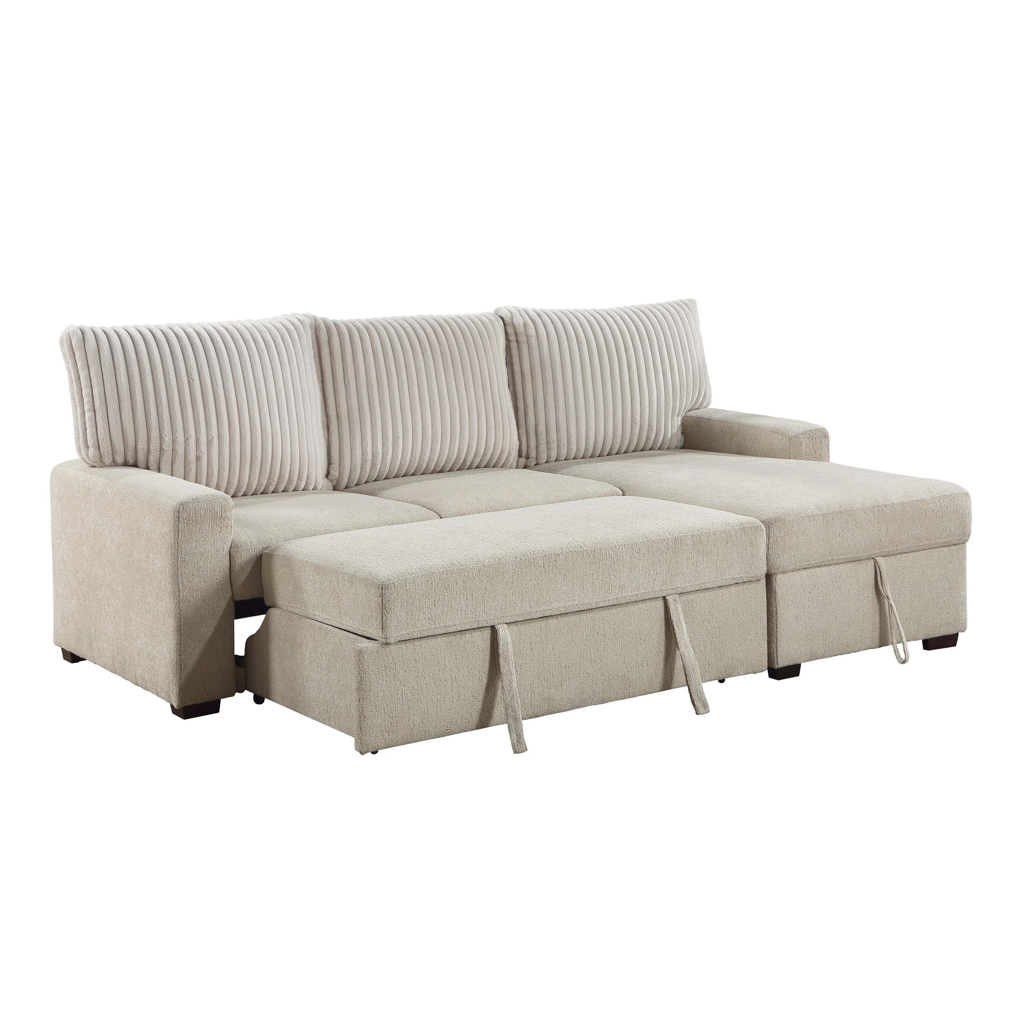 Gallatin Beige 2-Piece Sectional with Right Chaise, Pull-out Bed and Hidden Storage - Image 12