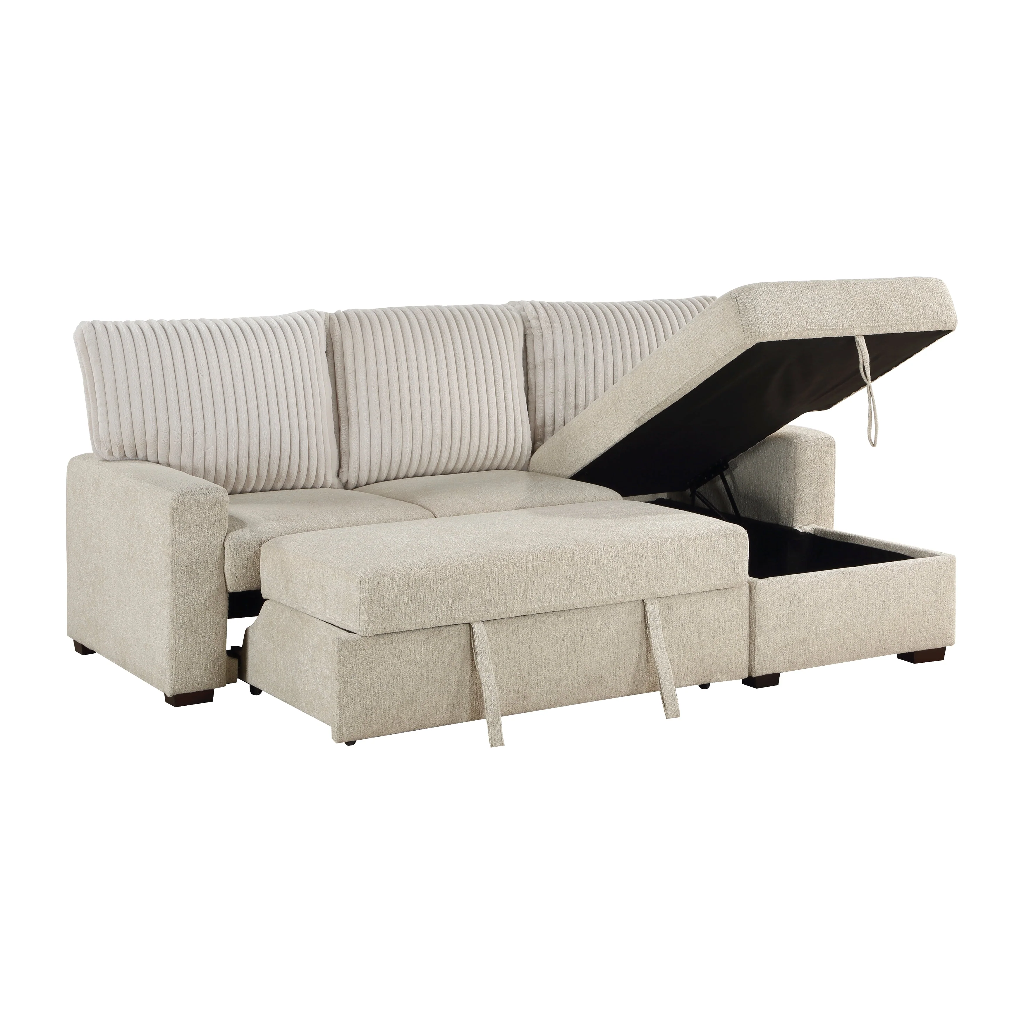 Gallatin Beige 2-Piece Sectional with Right Chaise, Pull-out Bed and Hidden Storage - Image 13