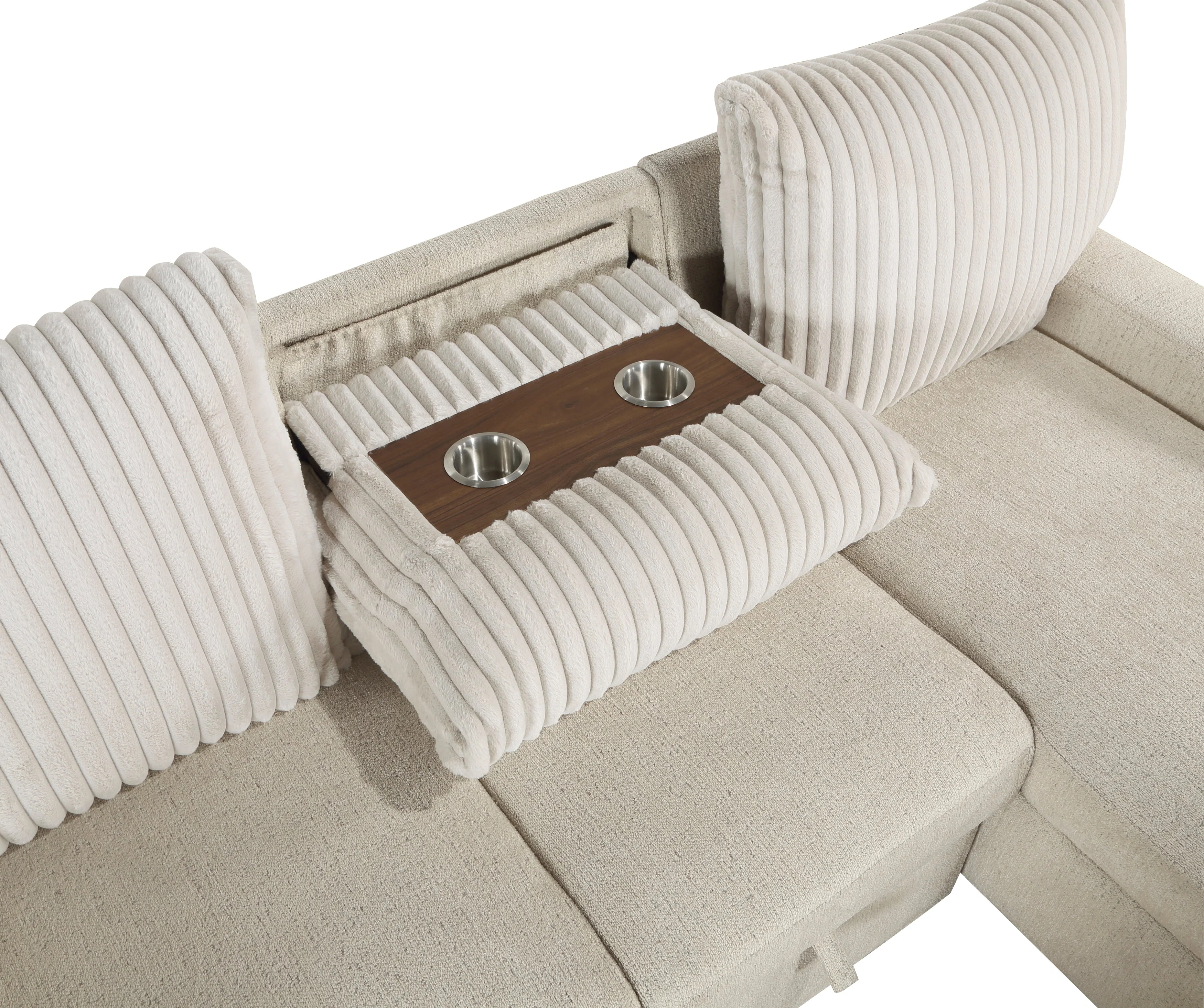 Gallatin Beige 2-Piece Sectional with Right Chaise, Pull-out Bed and Hidden Storage - Image 14