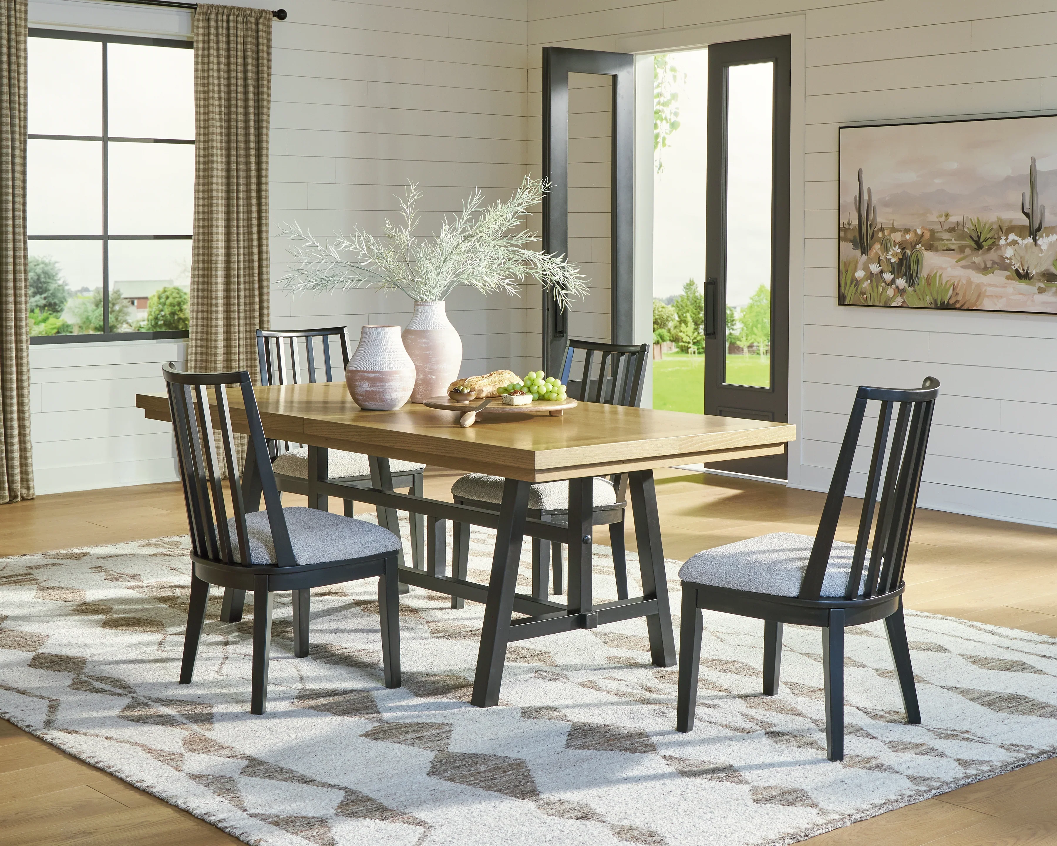 Galliden Black/Brown Extendable Dining Table and 4 Chairs - Image 2