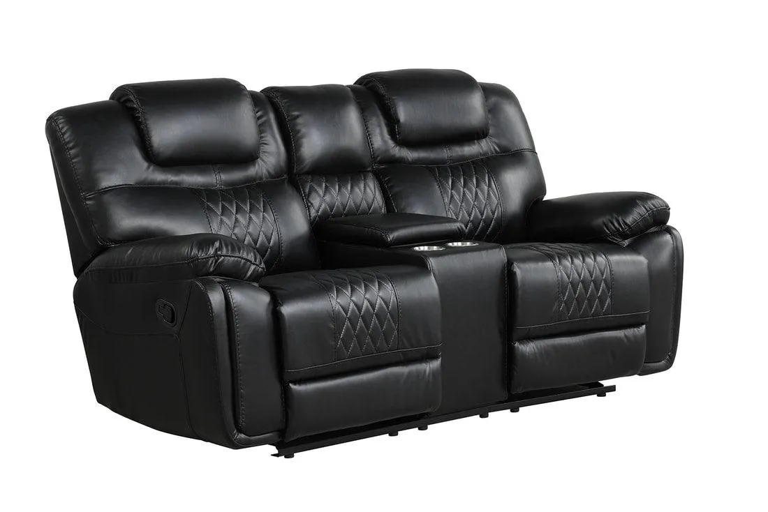 Galveston Black Leather Gel Reclining Living Room Set - Image 2