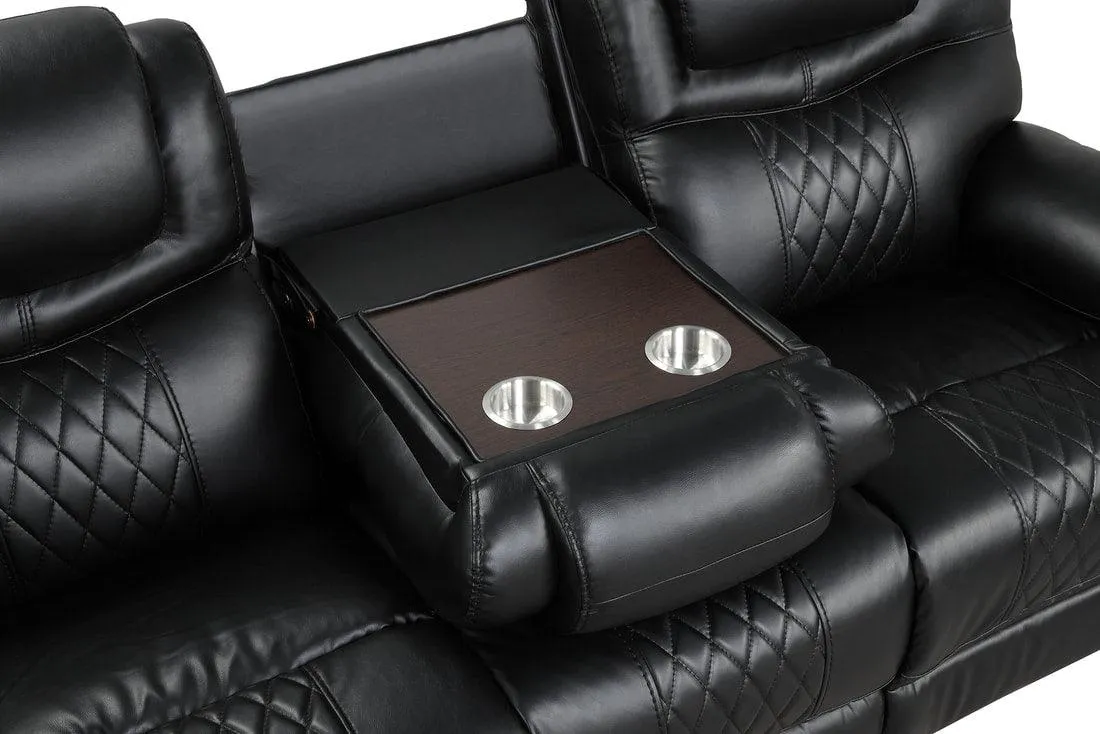 Galveston Black Leather Gel Reclining Living Room Set - Image 4
