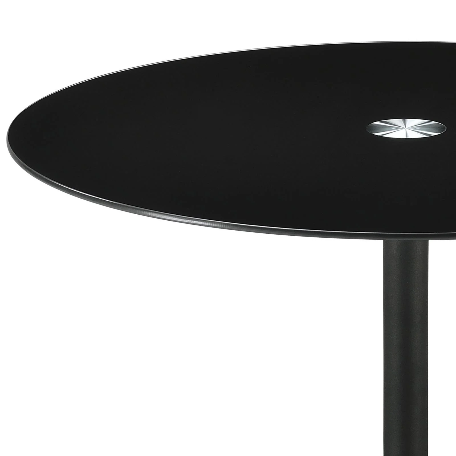 Ganso Round Metal Coffee Table with Tempered Glass Top Black - Image 3