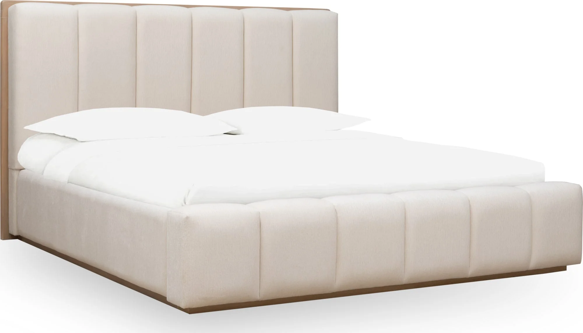 Gardenia Cotton/Chai Wood Frame Upholstered California King Platform Bed - Image 4