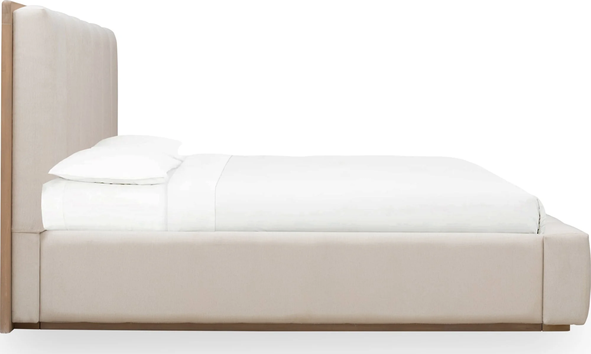 Gardenia Cotton/Chai Wood Frame Upholstered California King Platform Bed - Image 5