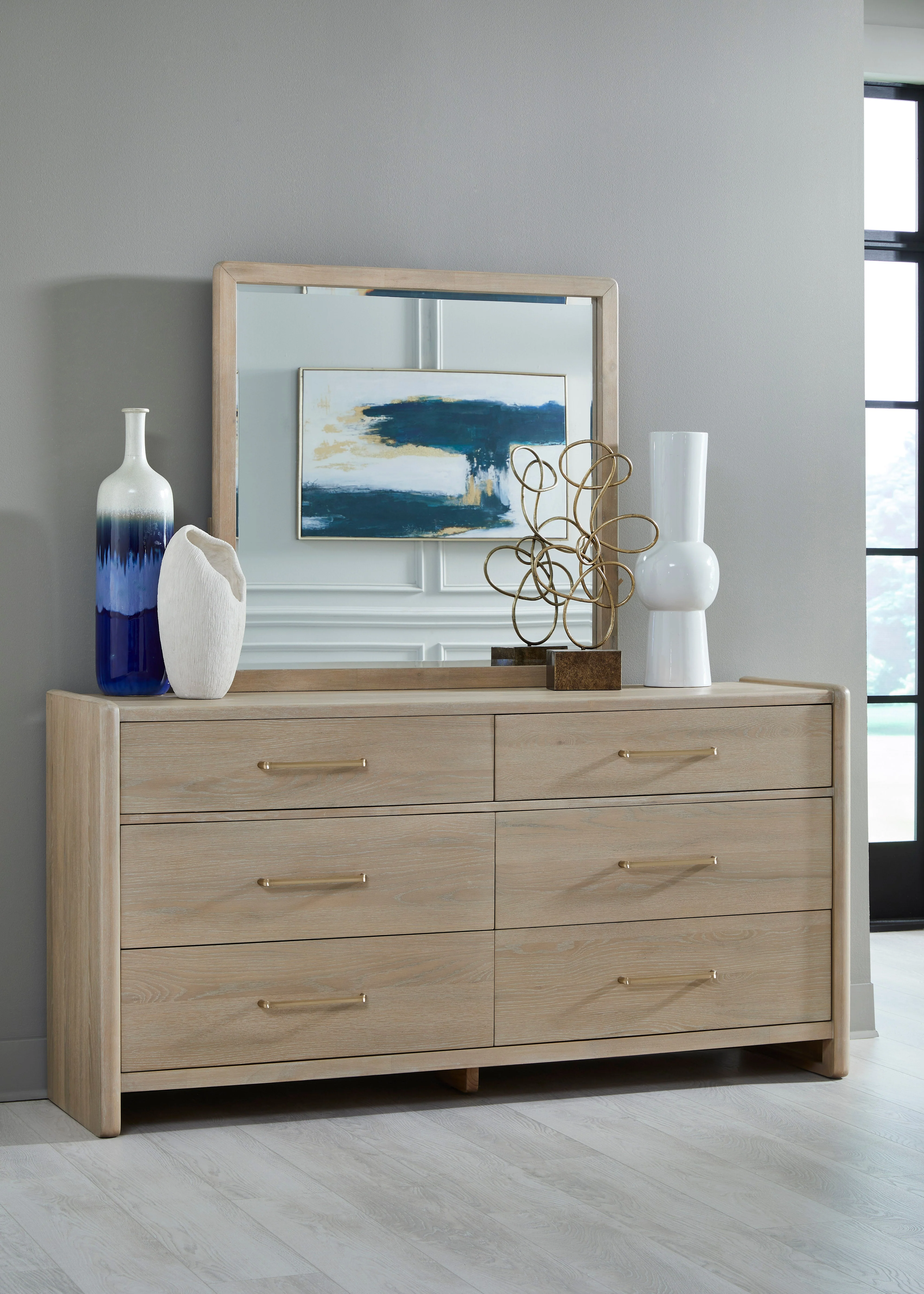 Gardenia Six Drawer Oak Wood Dresser in Chai - Image 2