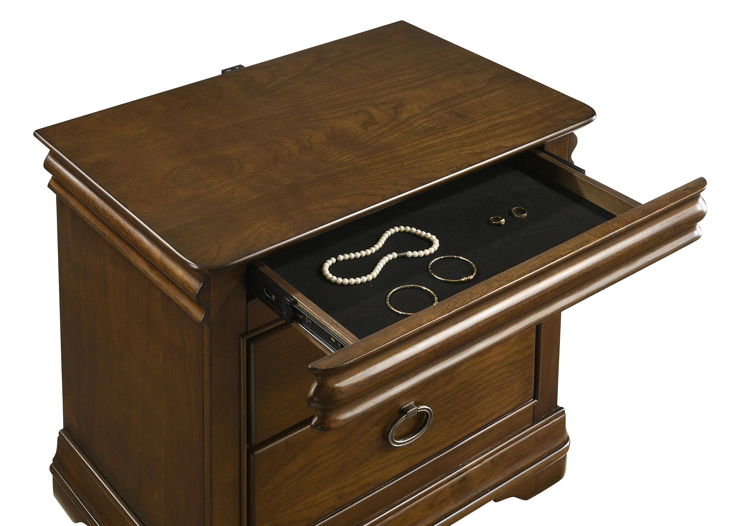 Garland Brown Cherry 3-drawer Nightstand Bedside Table - Image 12