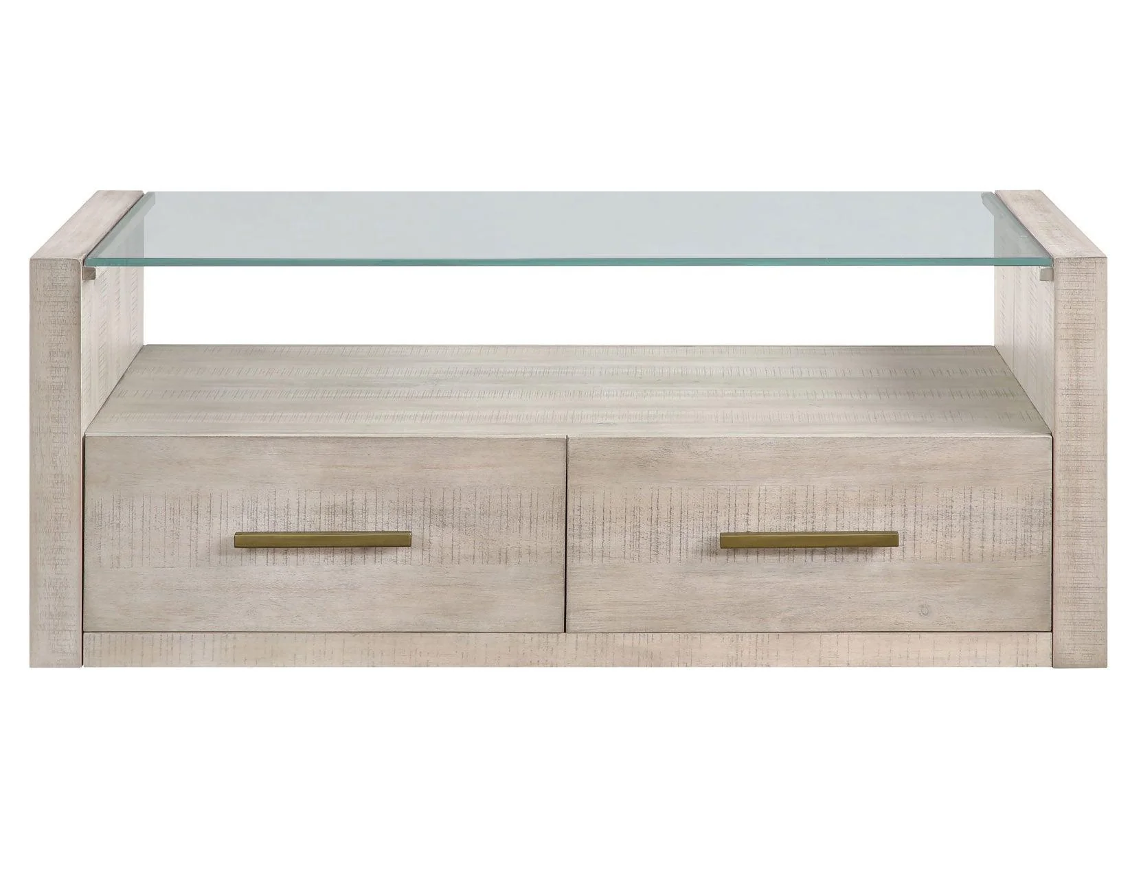 Garland Castered Glass Top Coffee Table, Washed Parchment Finish - Image 3