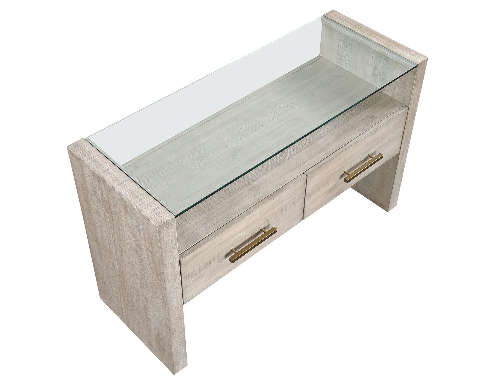 Garland Glass Top Sofa Table, Washed Parchment Finish - Image 6