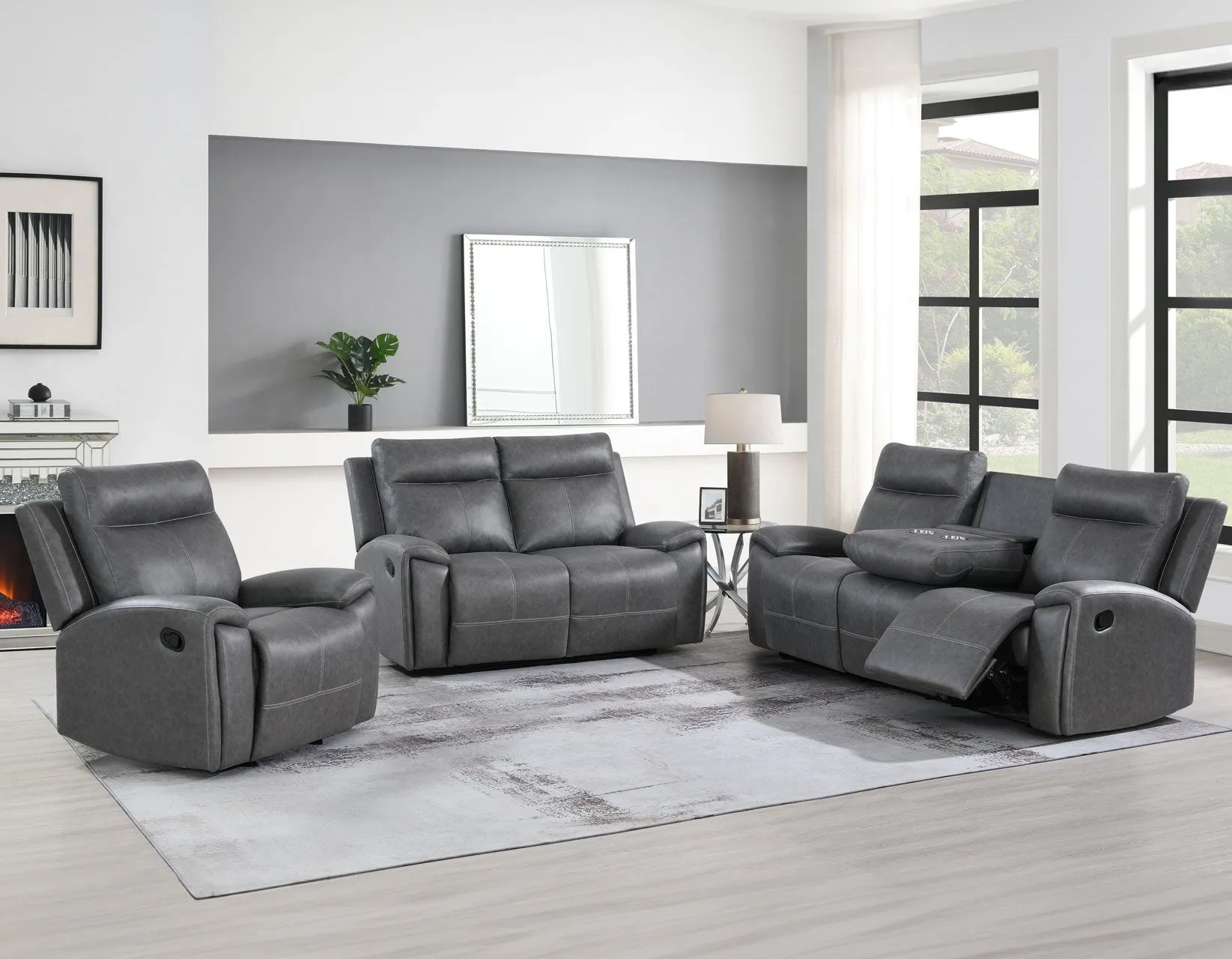 Gaston Reclining Sofa with Drop-Down Console - Image 13