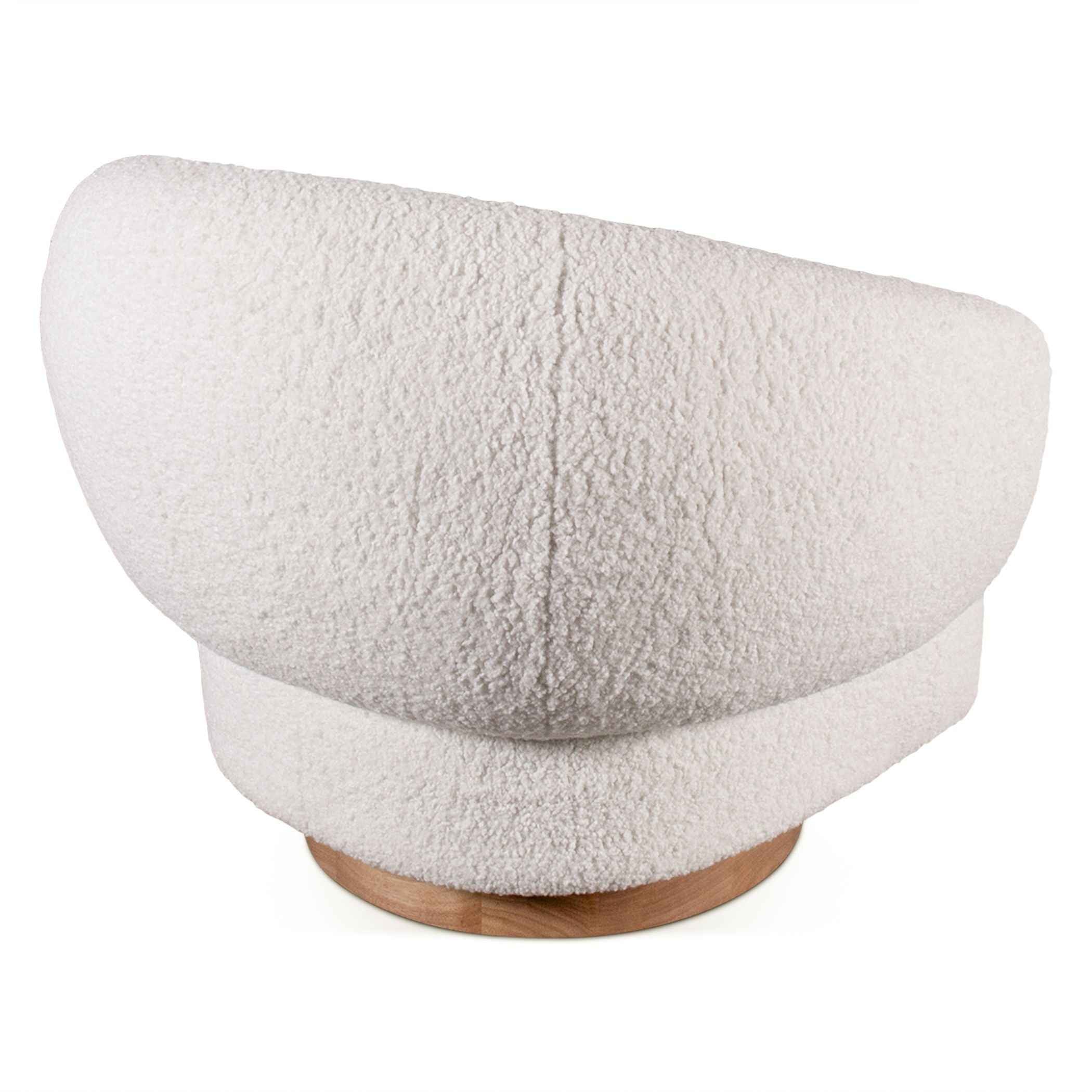 Gatsby Estelle 35" Swivel Accent Chair in Cream Boucle Fabric - Image 5