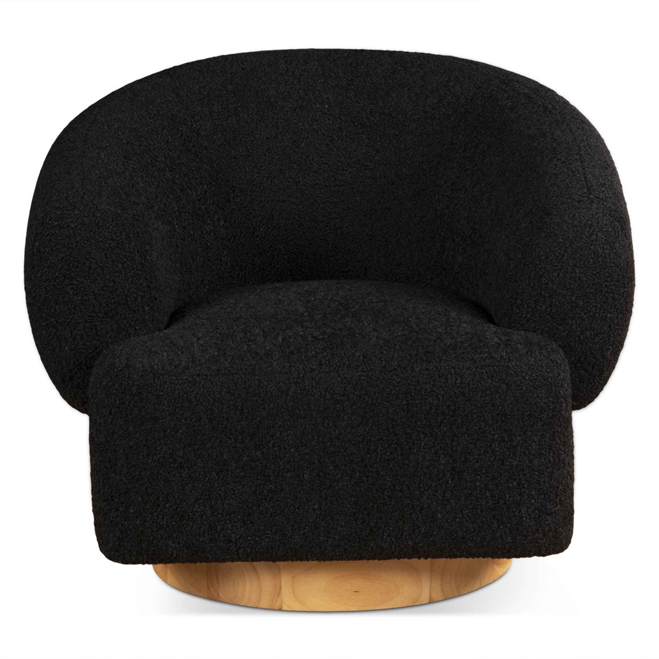 Gatsby Estelle 35" Swivel Accent Chair in Midnight Boucle Fabric - Image 2