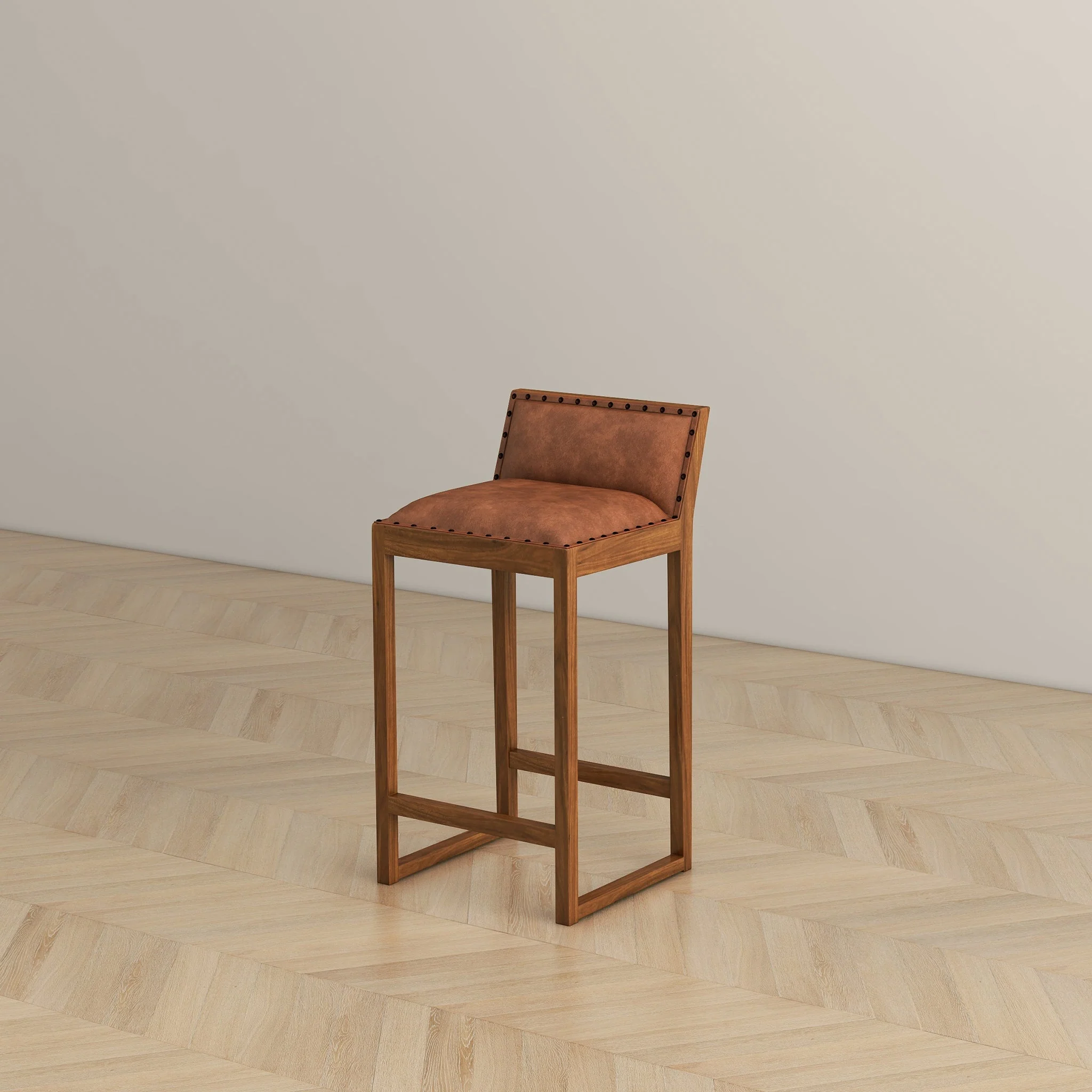Gavin 25'' Solid Wood Genuine Leather Counter Stool - Image 4