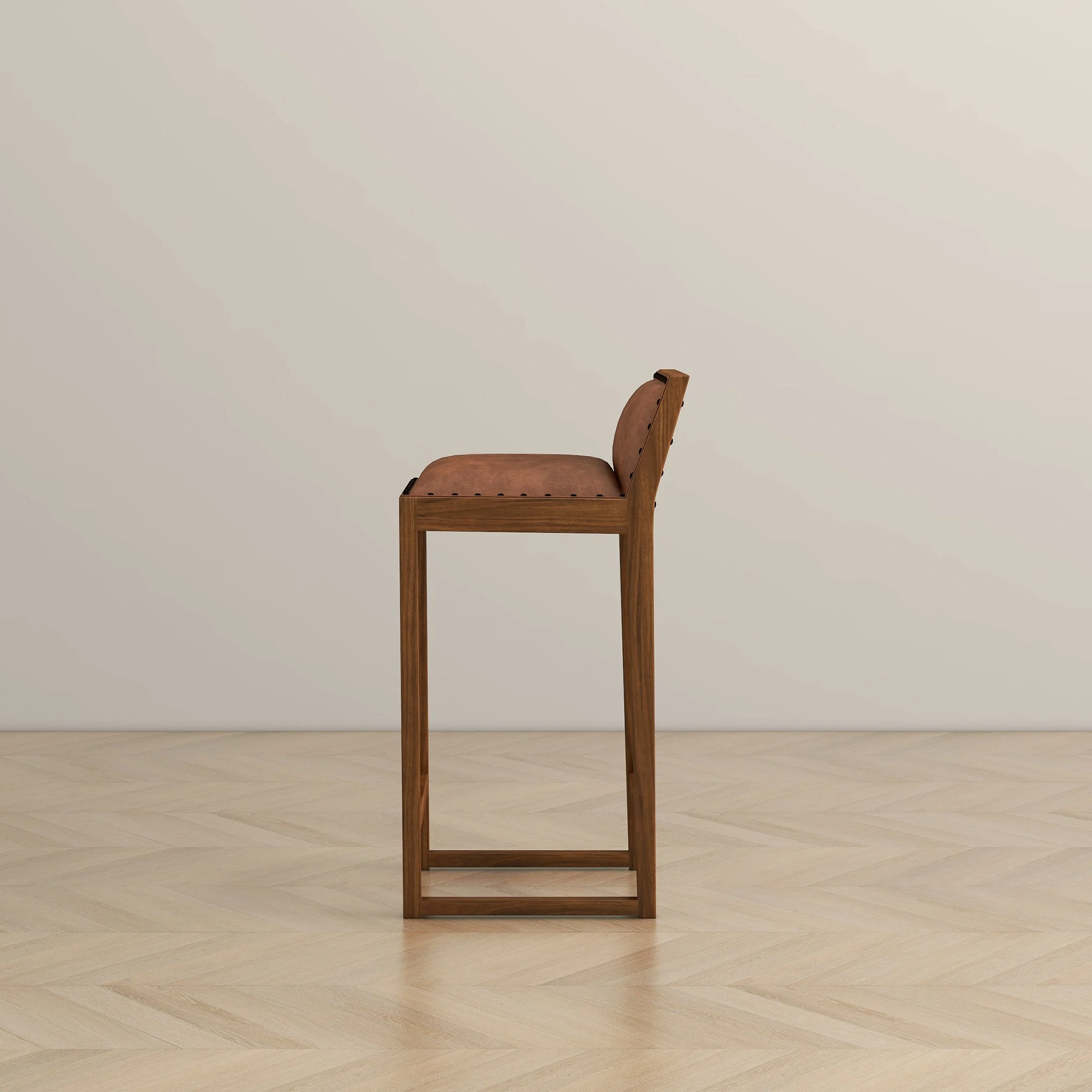 Gavin 25'' Solid Wood Genuine Leather Counter Stool - Image 5