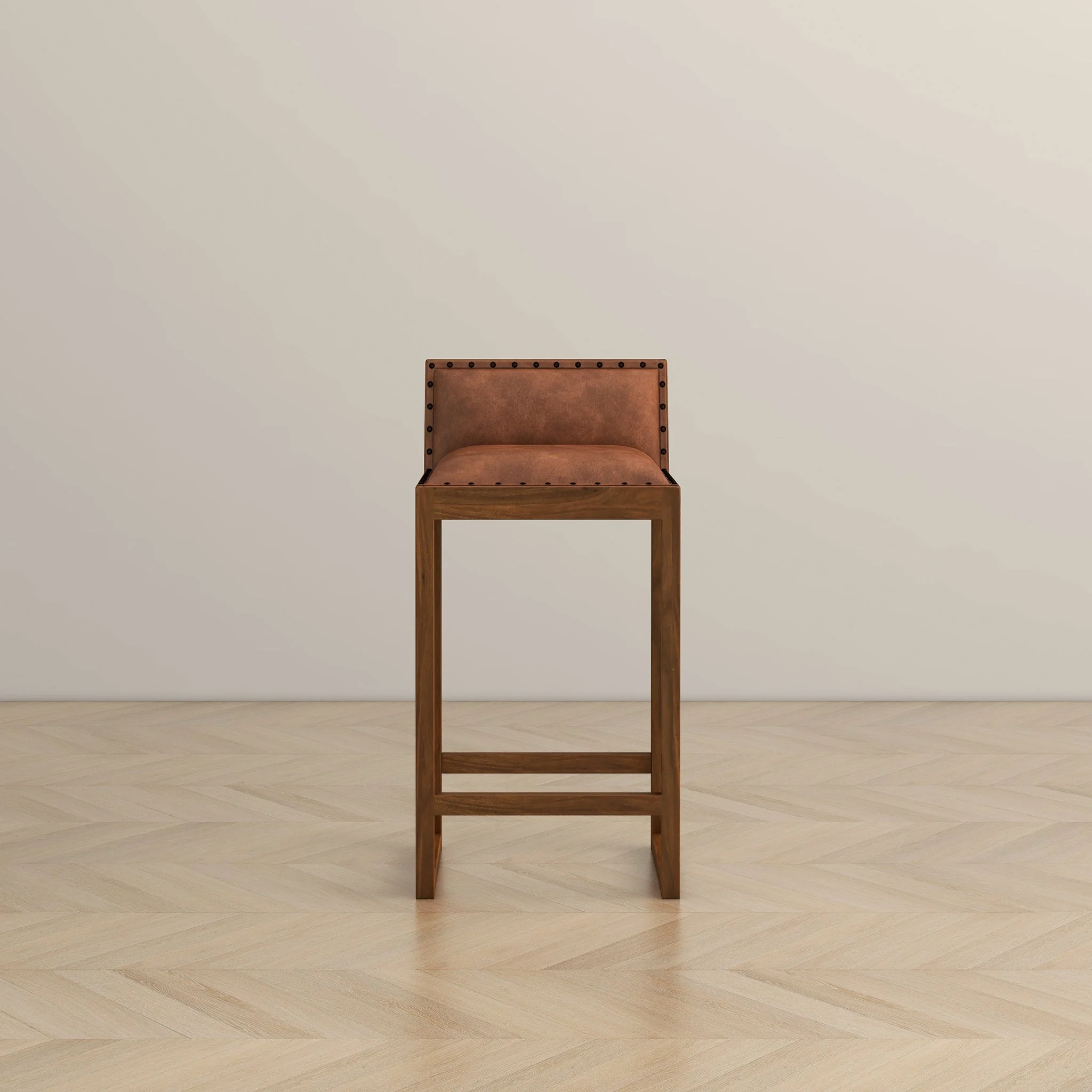 Gavin 25'' Solid Wood Genuine Leather Counter Stool - Image 6