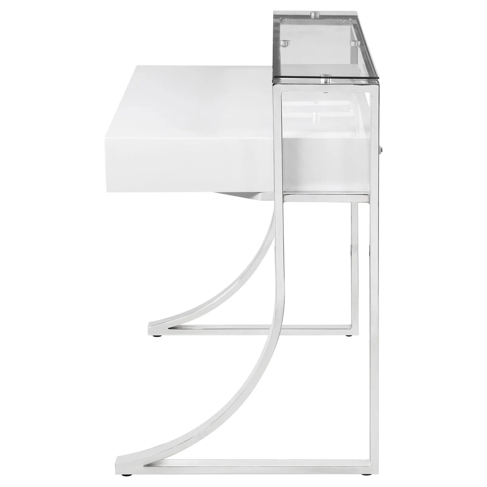 Gemma Glossy White/Chrome 2-Drawer Writing Desk - Image 5