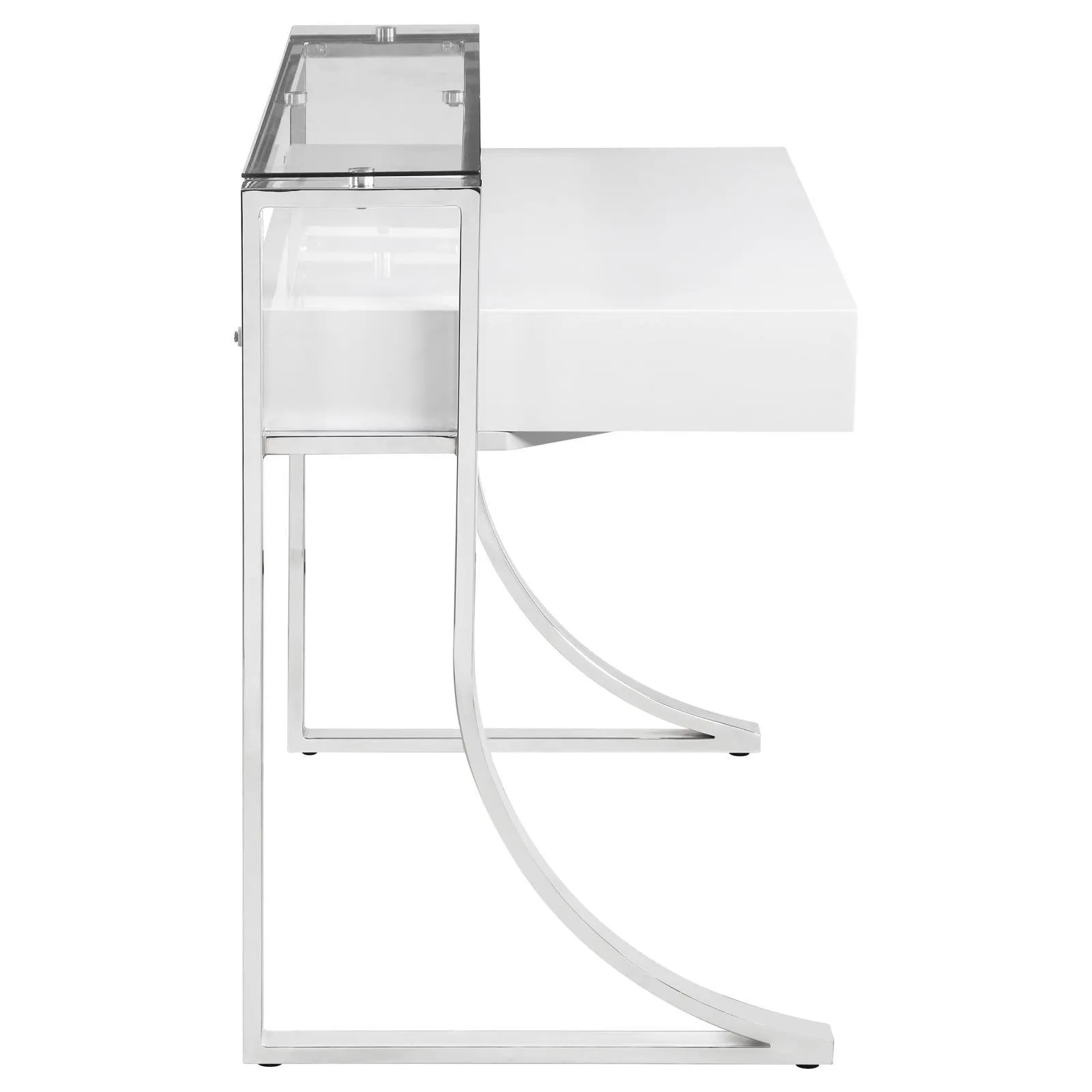 Gemma Glossy White/Chrome 2-Drawer Writing Desk - Image 9