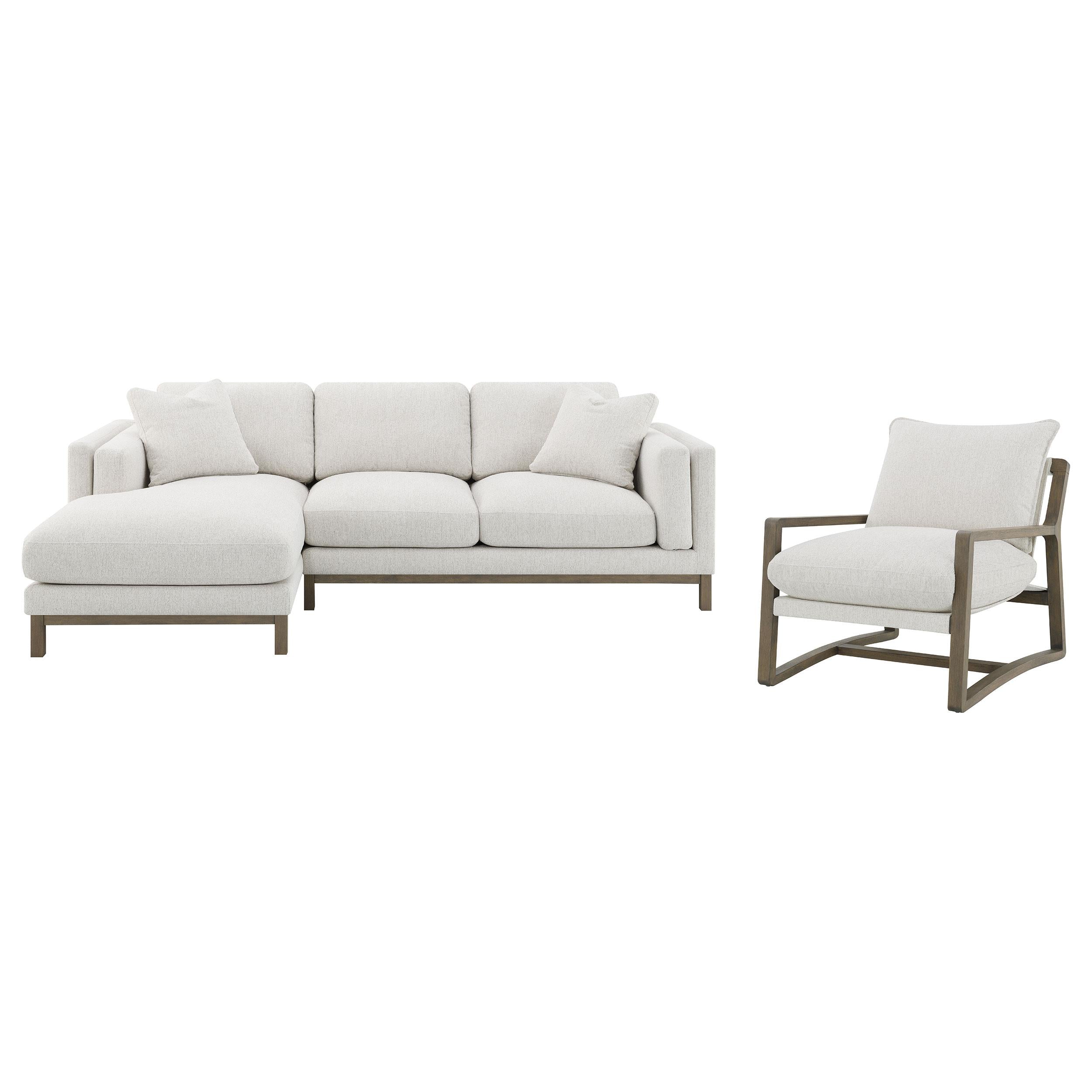 Geneva Sand Boucle Upholstered Sectional Chaise Sofa - Image 16