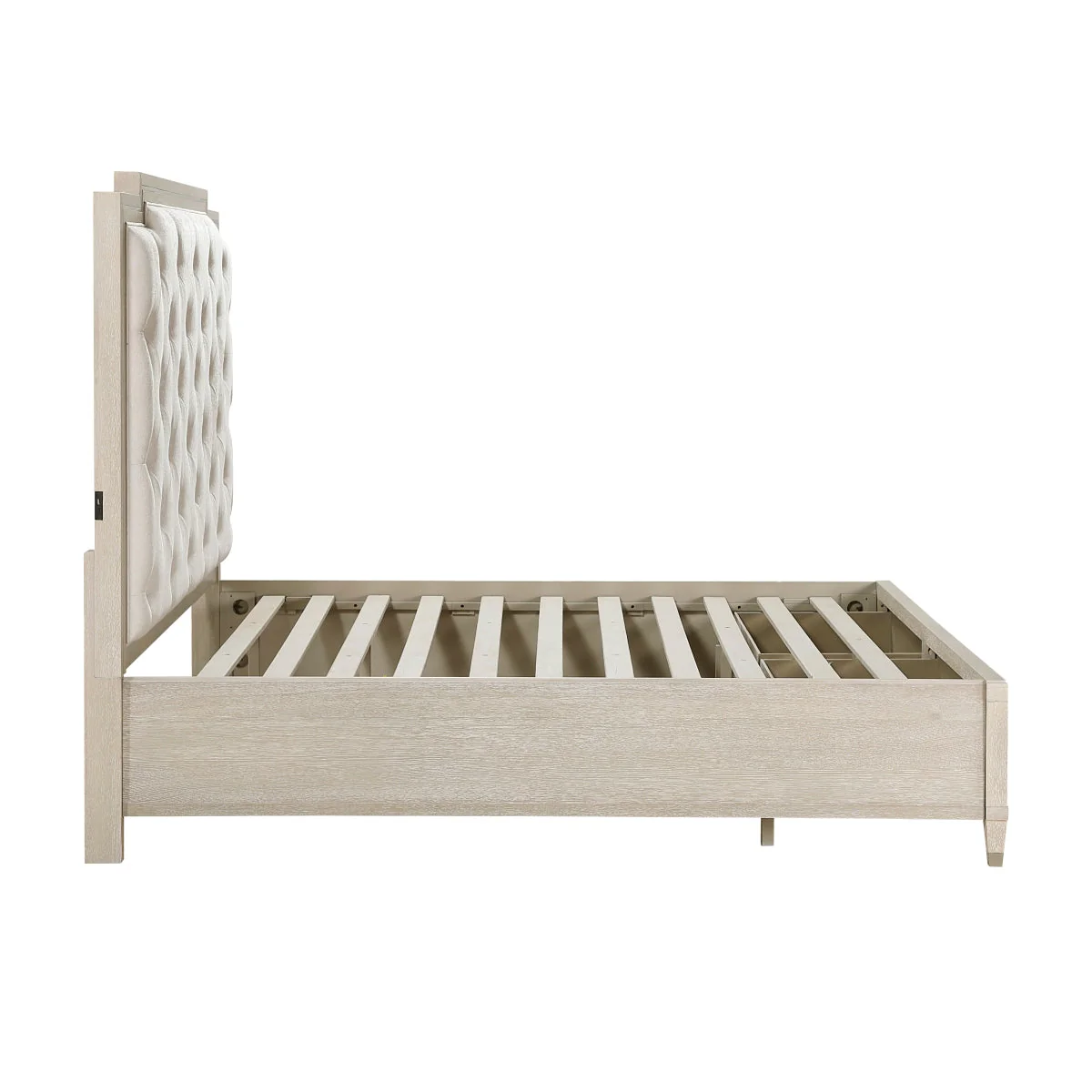 Genoa Light Oak King Upholstered Storage Platform Bed - Image 6