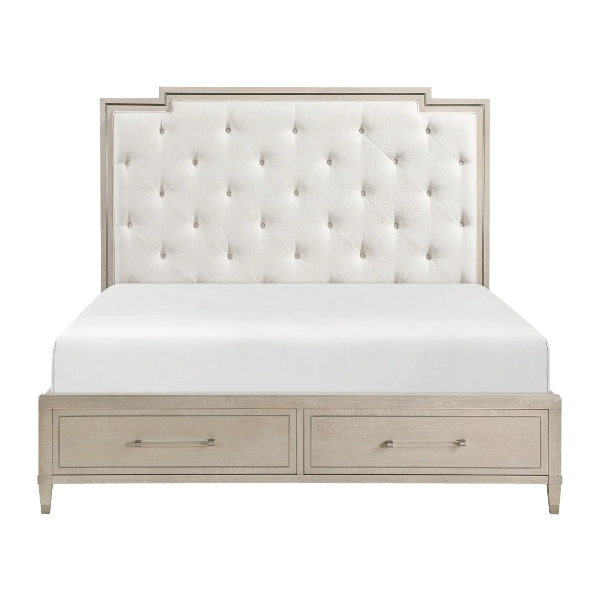 Genoa Light Oak Upholstered Storage Platform Bedroom Set - Image 2