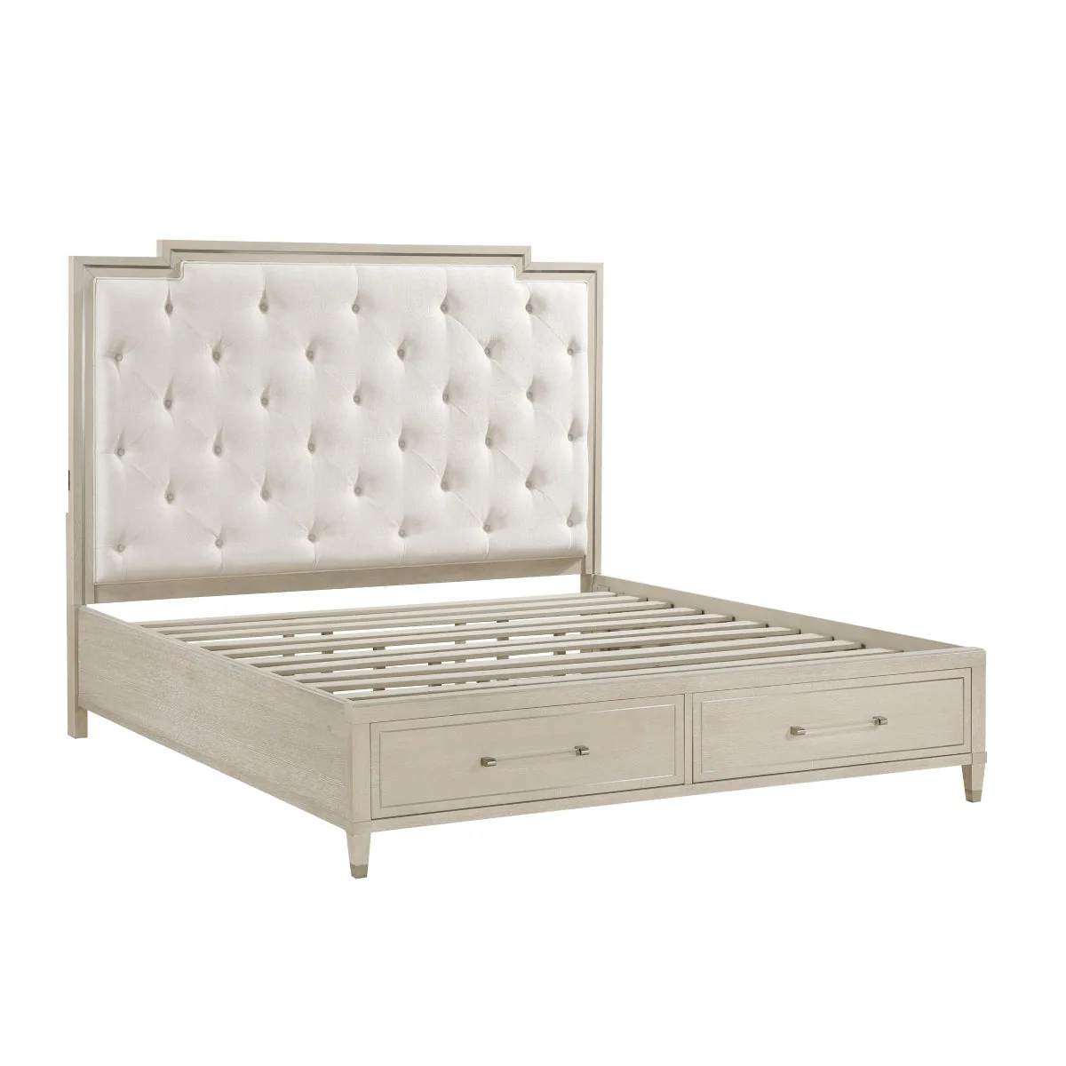 Genoa Light Oak Upholstered Storage Platform Bedroom Set - Image 5