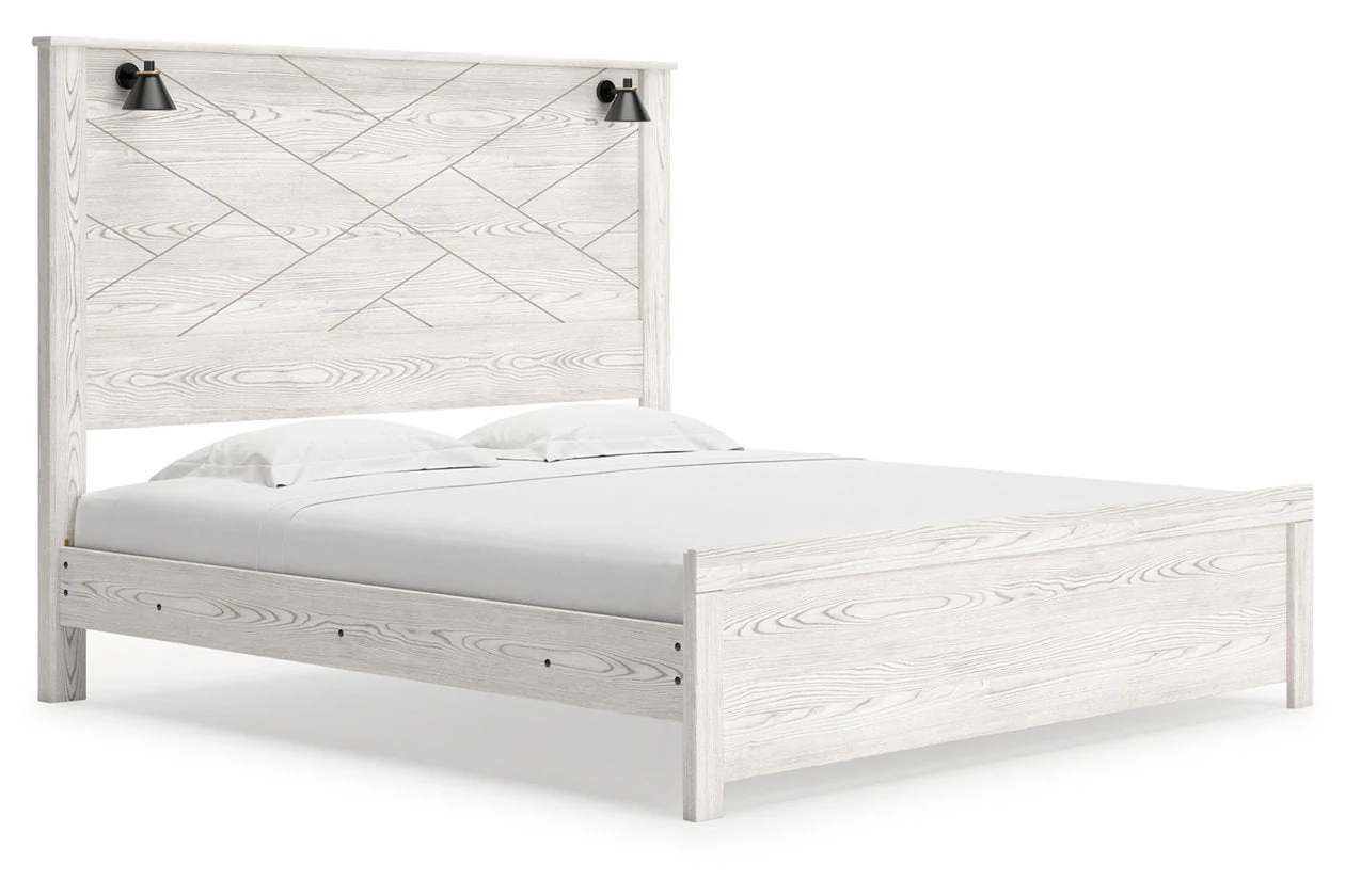 Gerridan White King LED Panel Bed