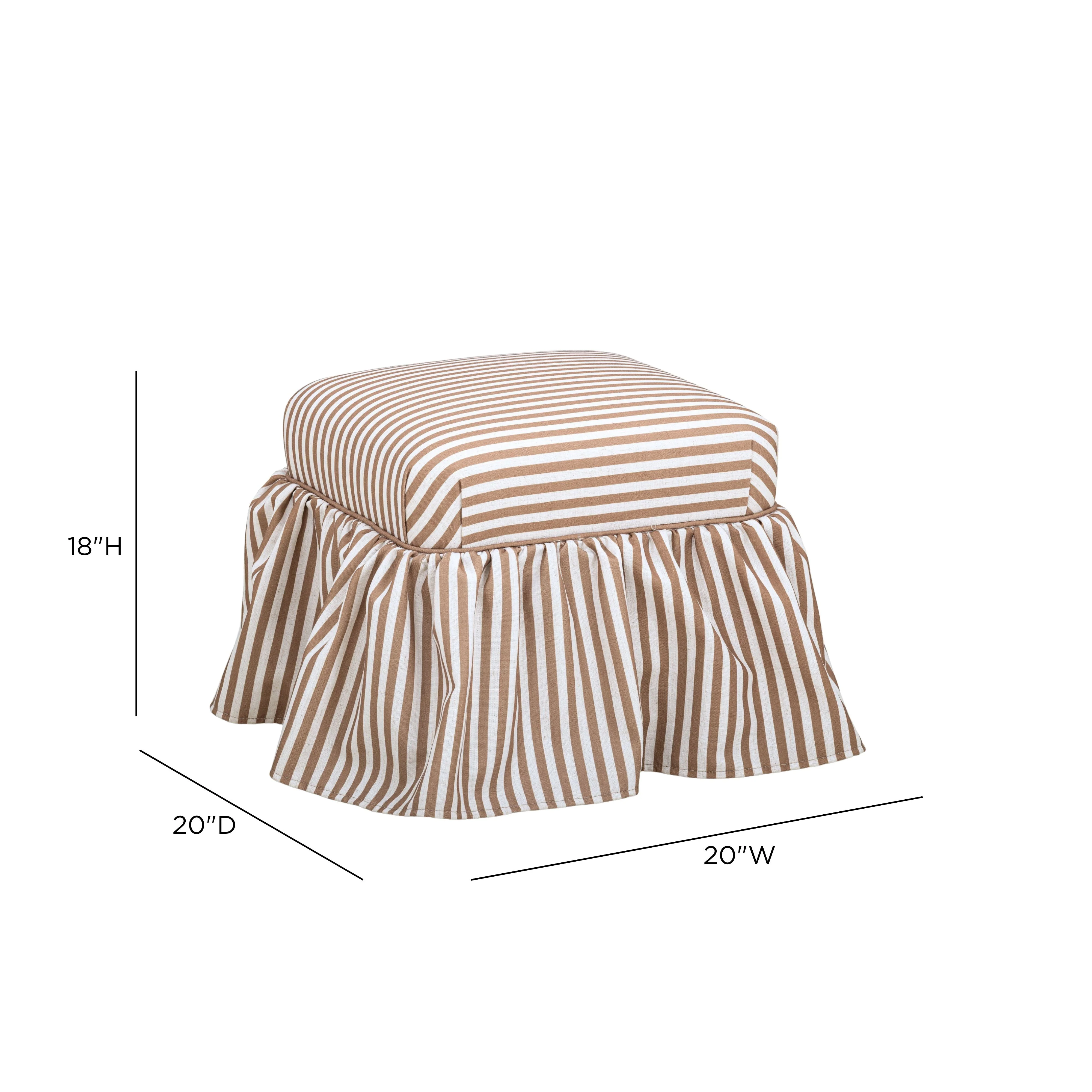Gertrude Striped Performance Linen Skirted Ottoman - Image 6
