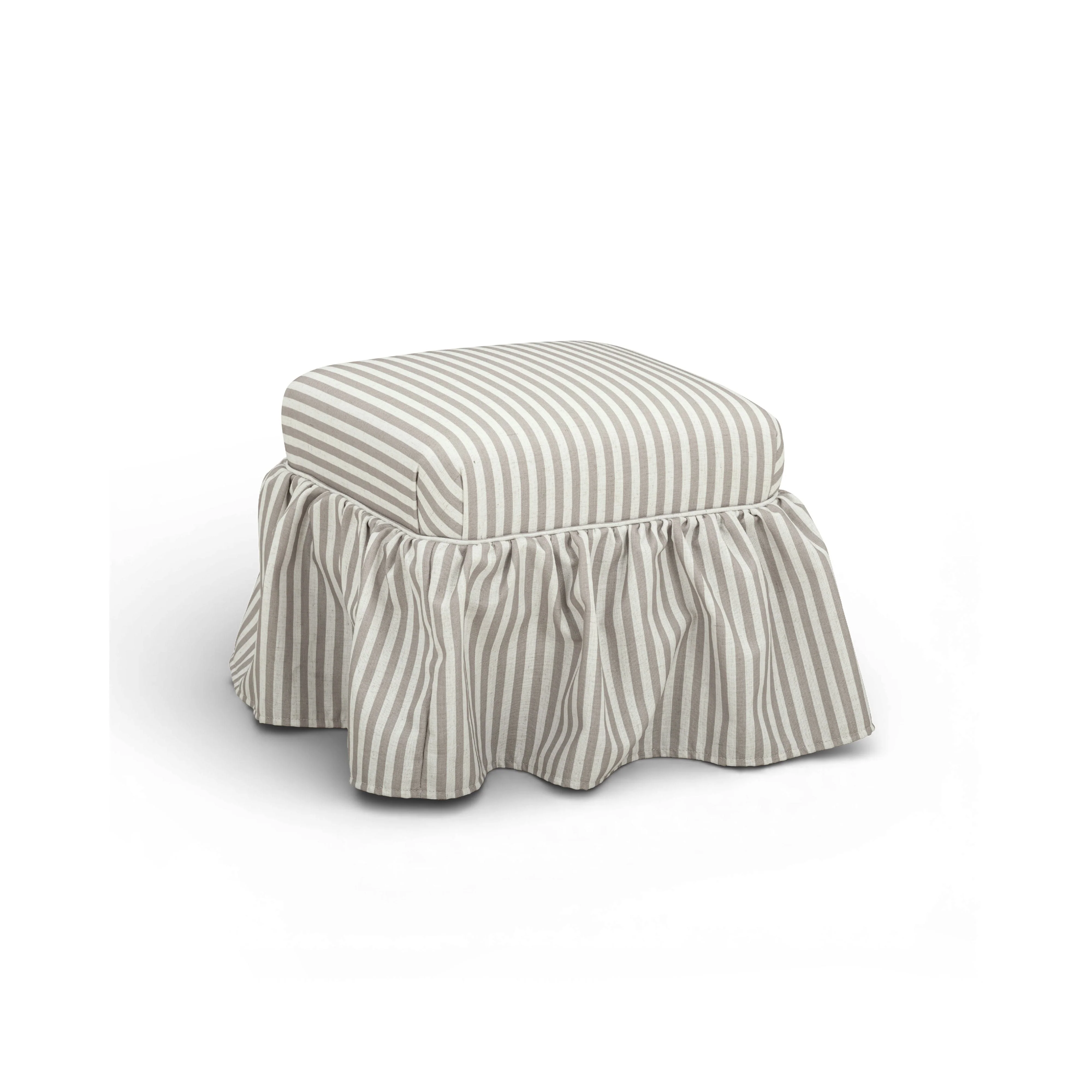 Gertrude Striped Performance Linen Skirted Ottoman - Image 8