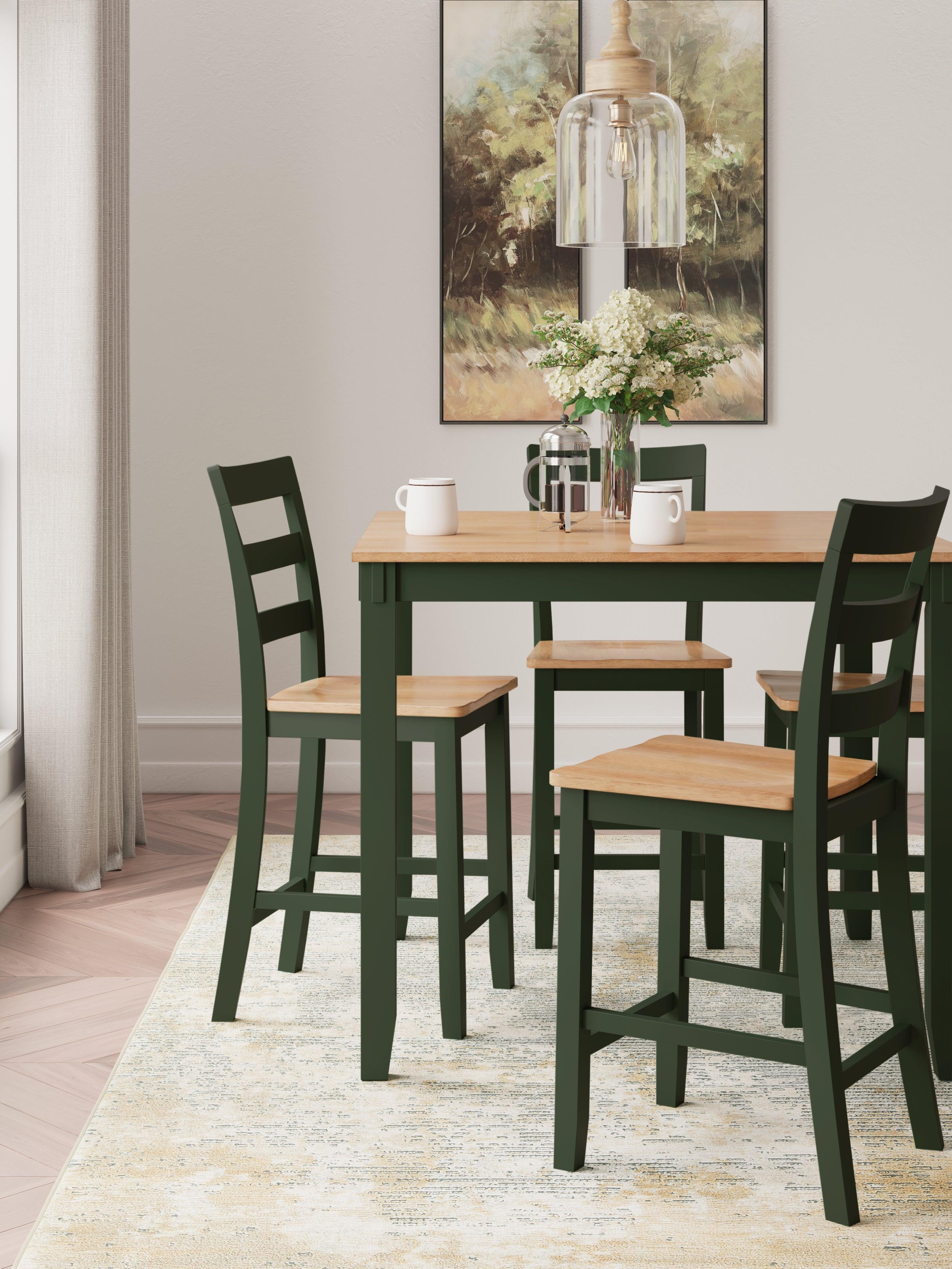 Gesthaven Natural/Green Counter Height Dining Table and 4 Barstools - Image 5