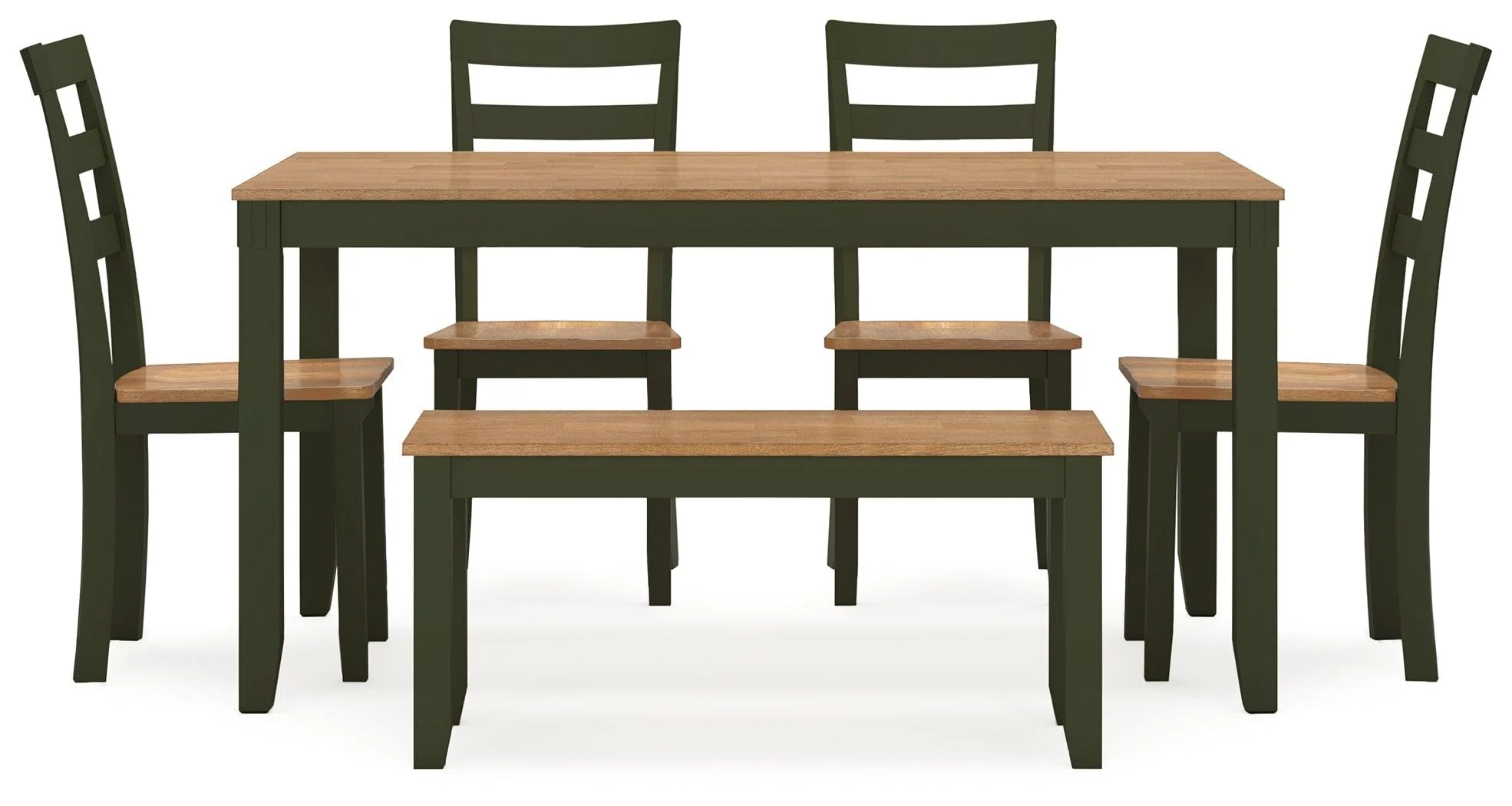 Gesthaven Natural/Green Dining Table with 4 Chairs and Bench - Image 2