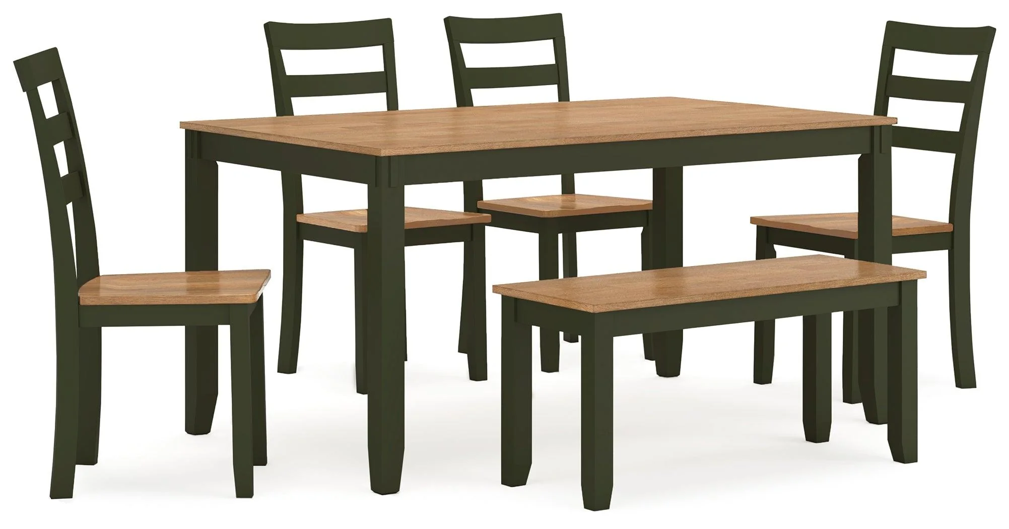 Gesthaven Natural/Green Dining Table with 4 Chairs and Bench - Image 6