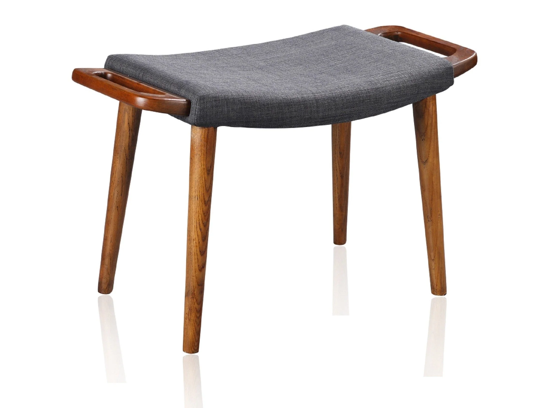 Geta Ottoman in Charcoal and Antique Walnut