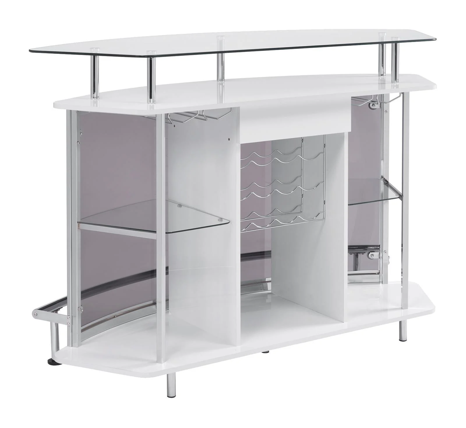 Gideon Crescent Shaped Glass Top Bar Unit with Drawer - Image 3