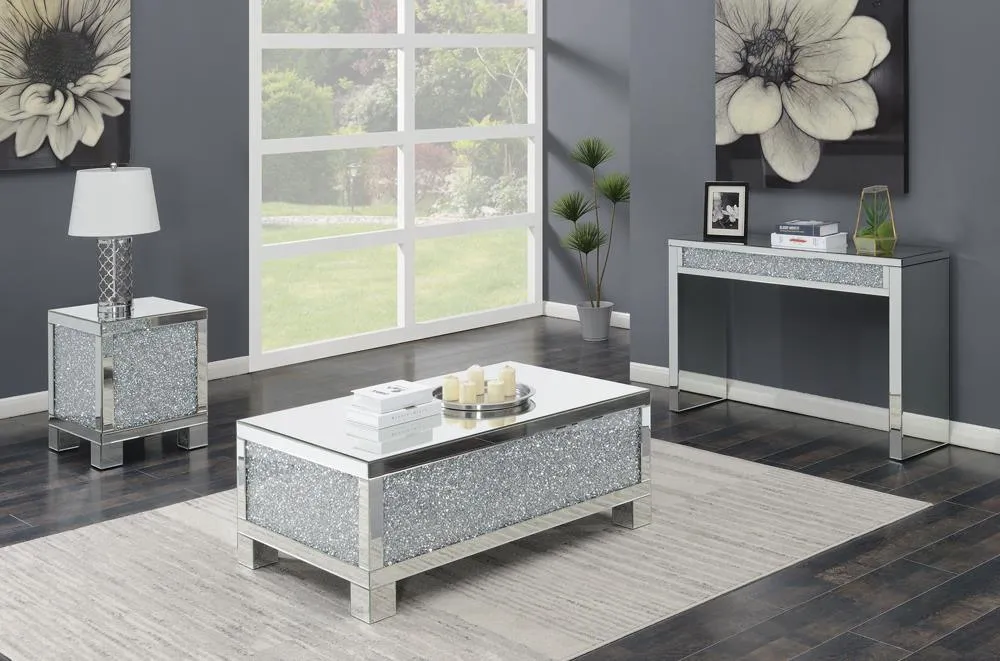 Gillian Silver/Clear Rectangular Sofa Table Mirror - Image 2