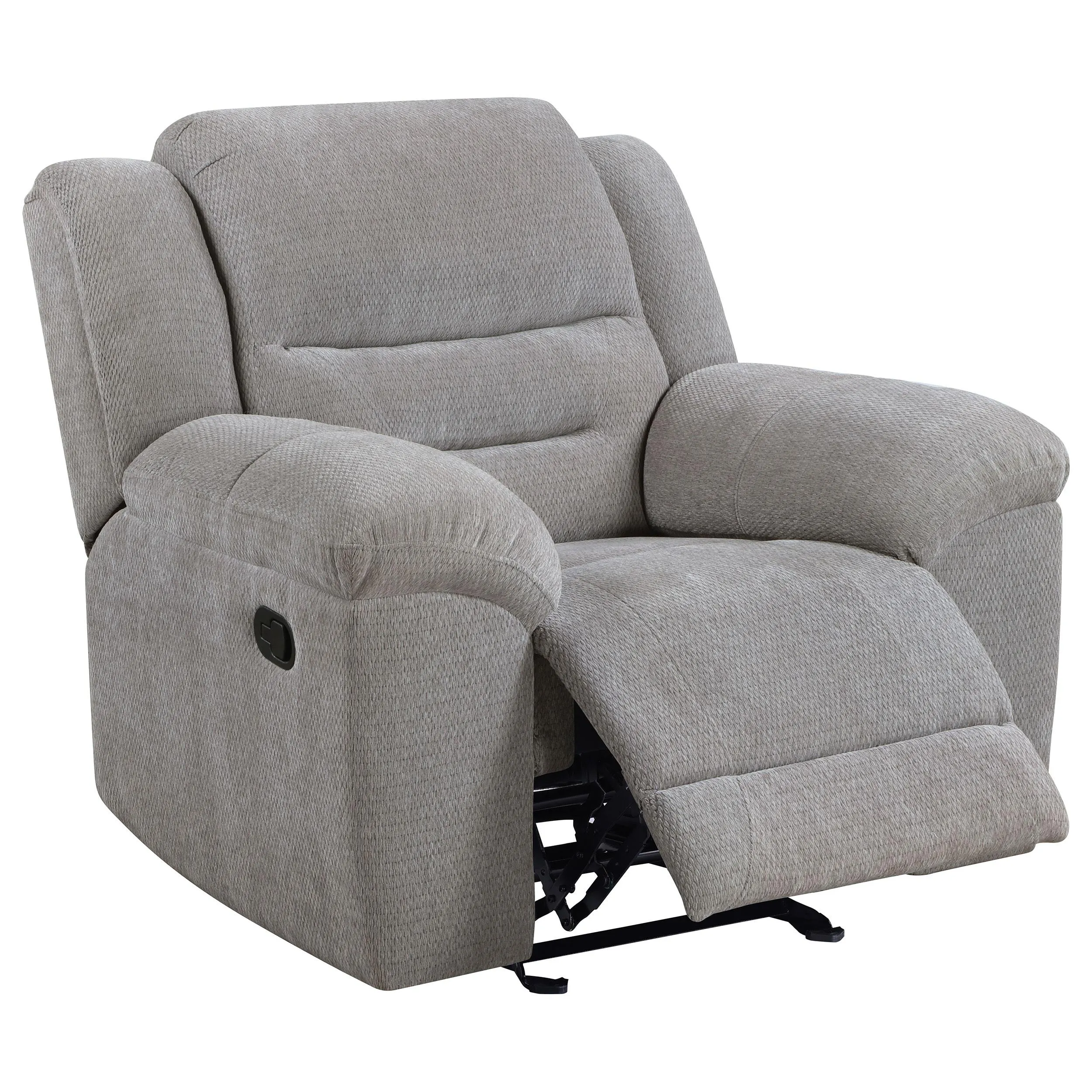 Gilson Gray Chenille Glider Recliner Chair - Image 3