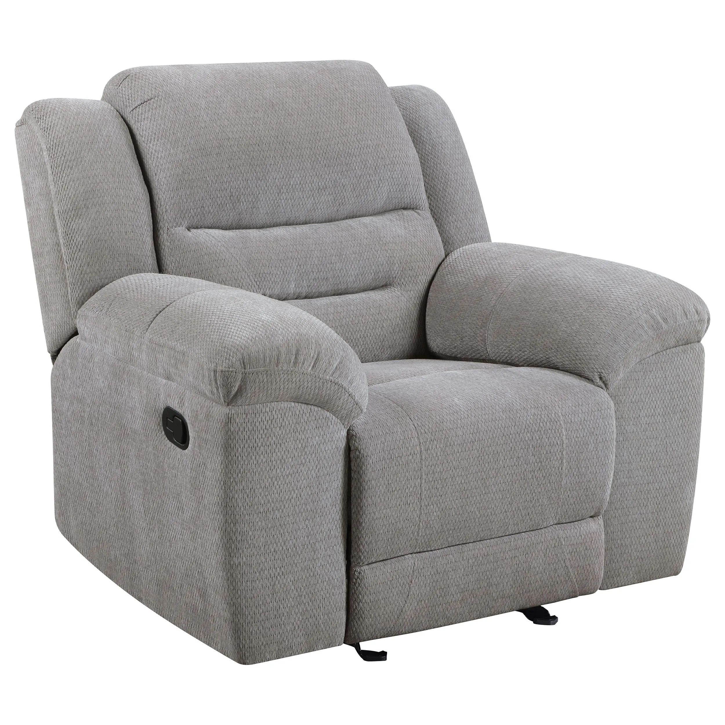 Gilson Gray Chenille Glider Recliner Chair - Image 4