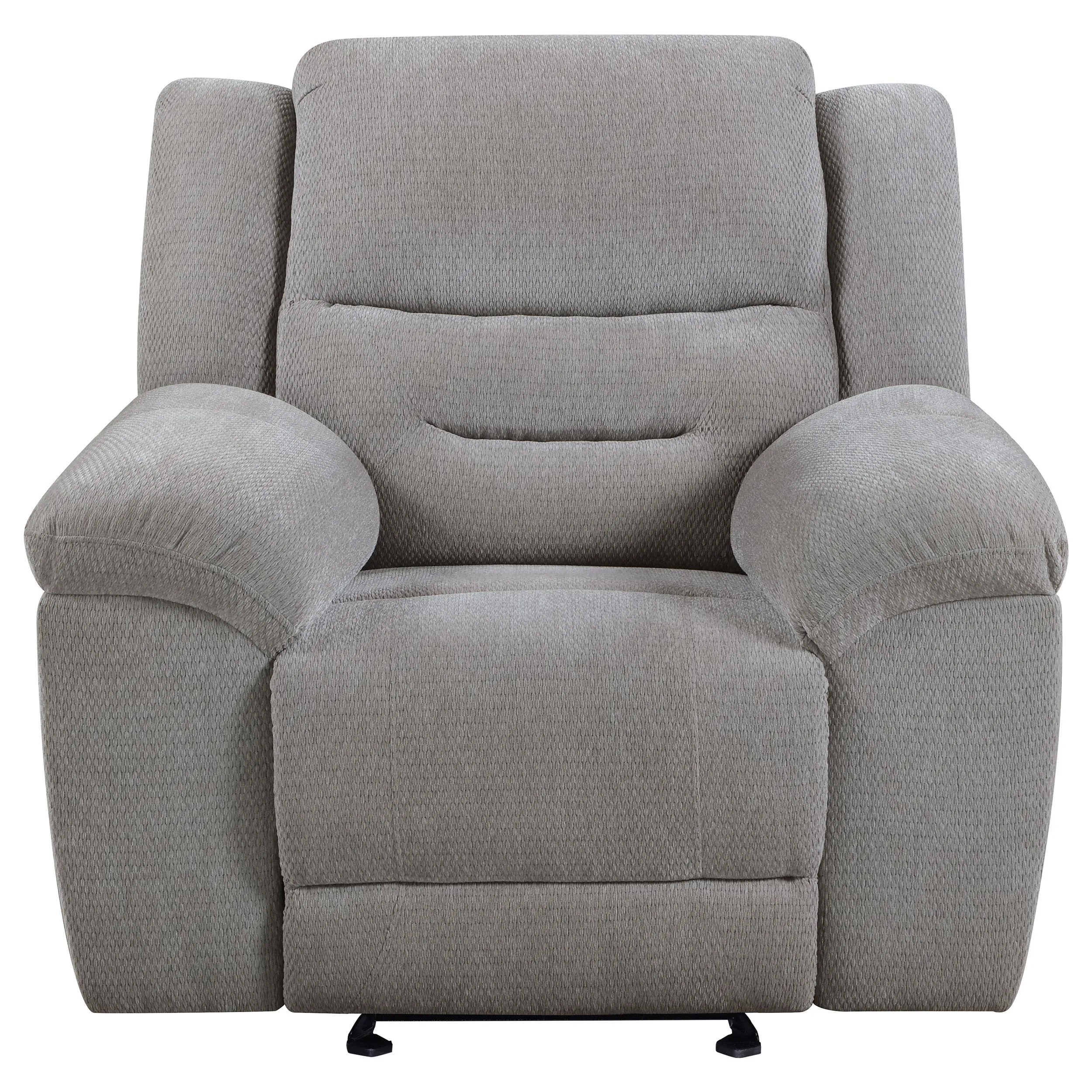 Gilson Gray Chenille Glider Recliner Chair - Image 5