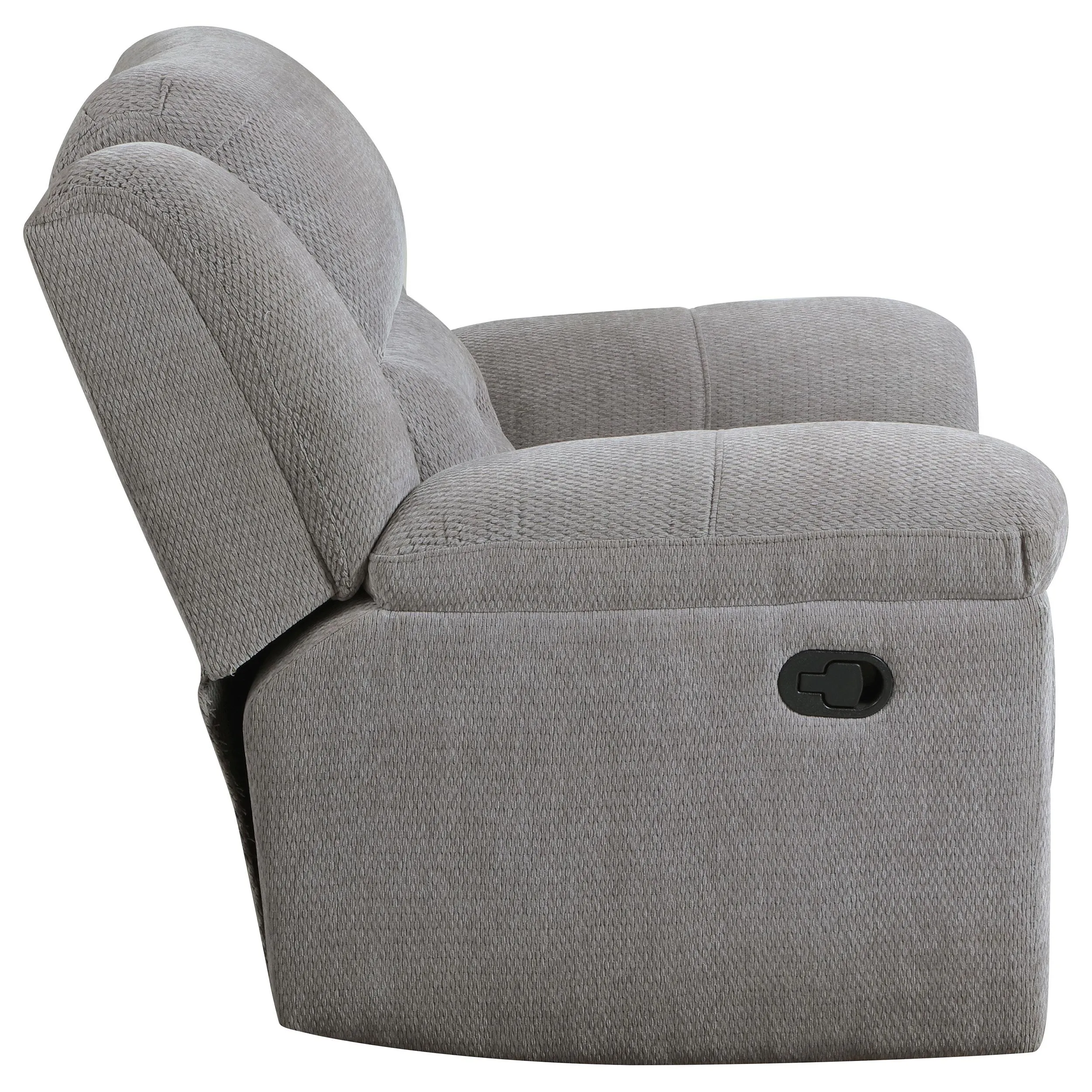 Gilson Gray Chenille Glider Recliner Chair - Image 7